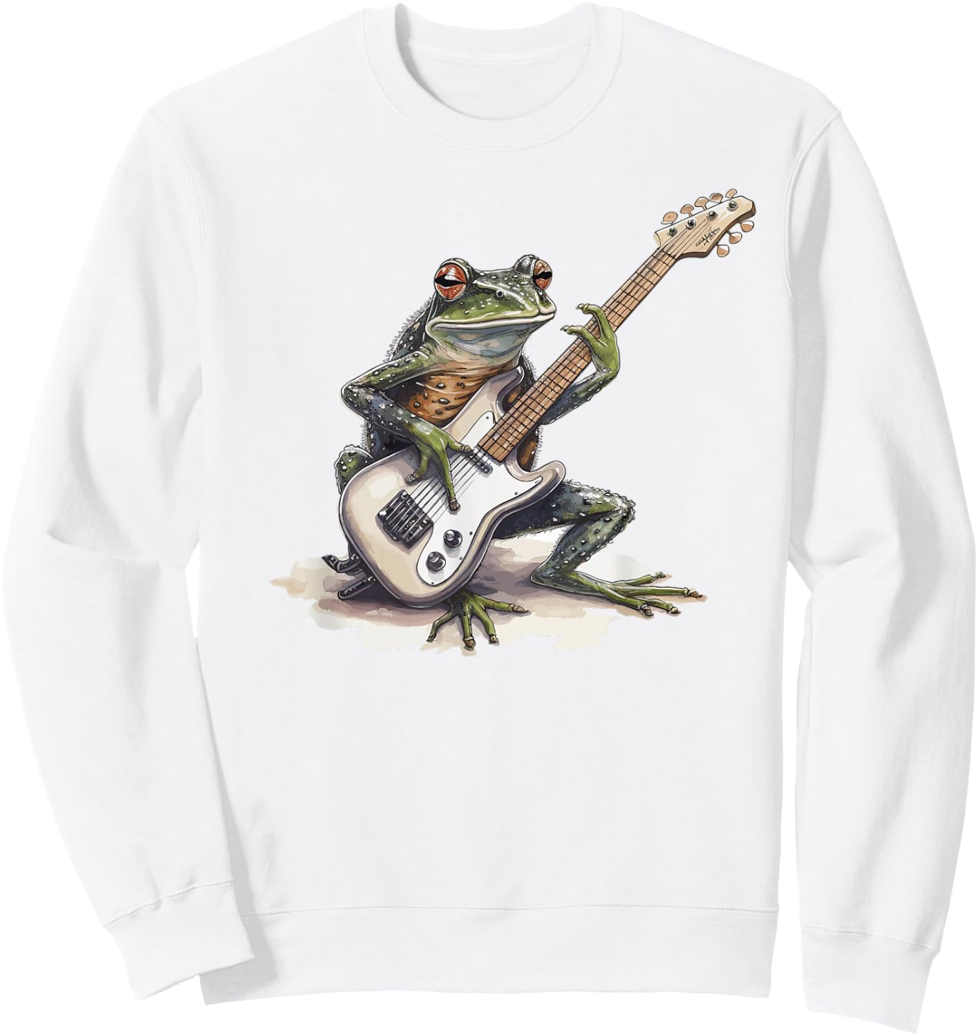 Frog Playing Guitar Sweatshirt - Sweatshirt | White