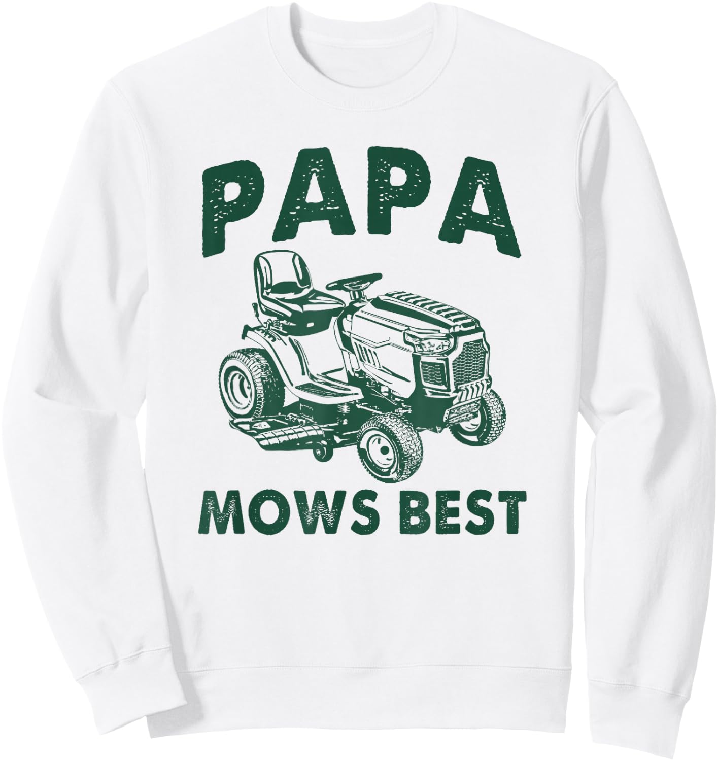 Papa Mows Best Riding Mower Retro Mowing Dad Father's Day Sweatshirt - Sweatshirt | White