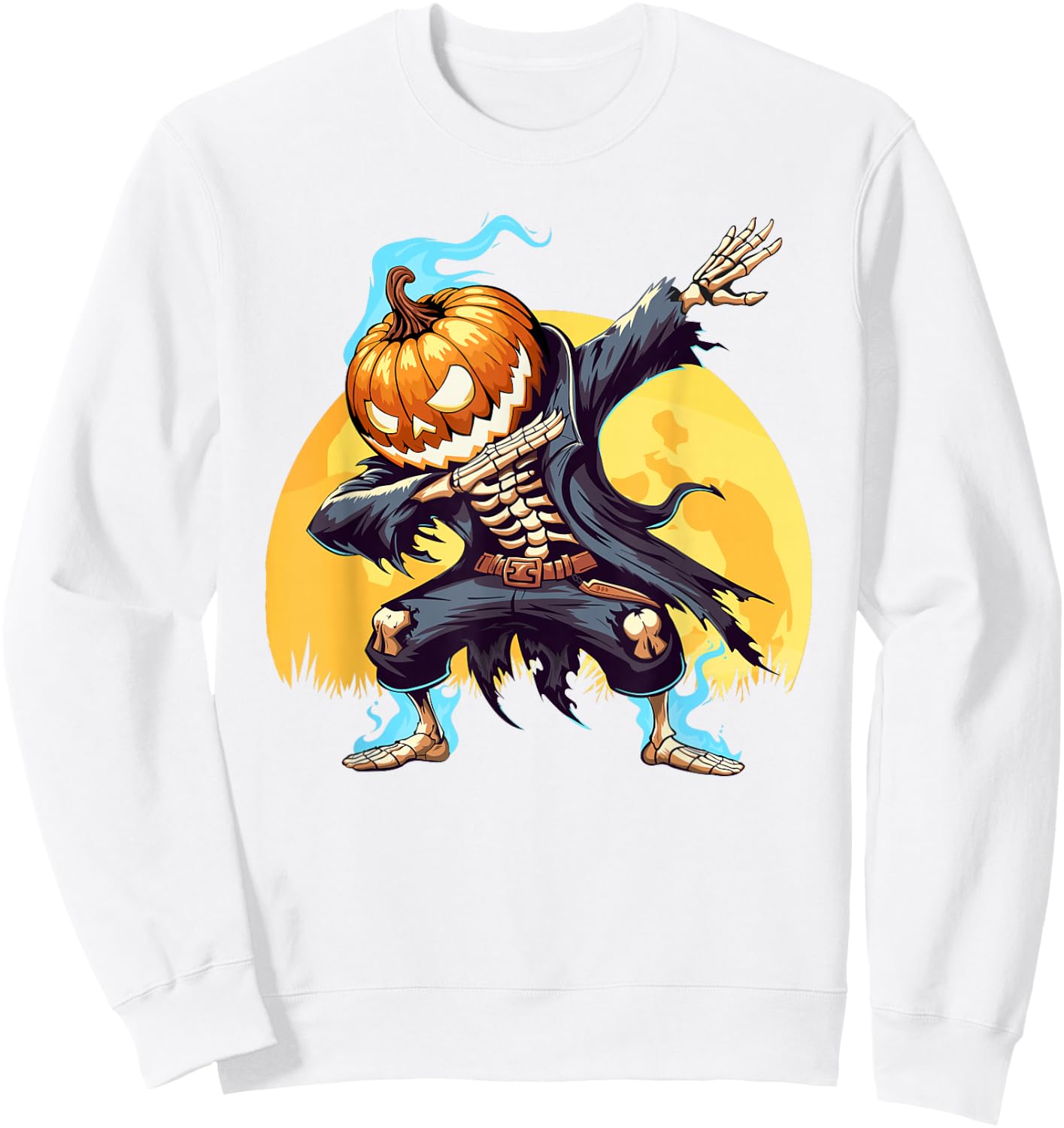 Dabbing Skeleton Headless Pumpkin Dab Dance Boys Halloween Sweatshirt - Sweatshirt | White