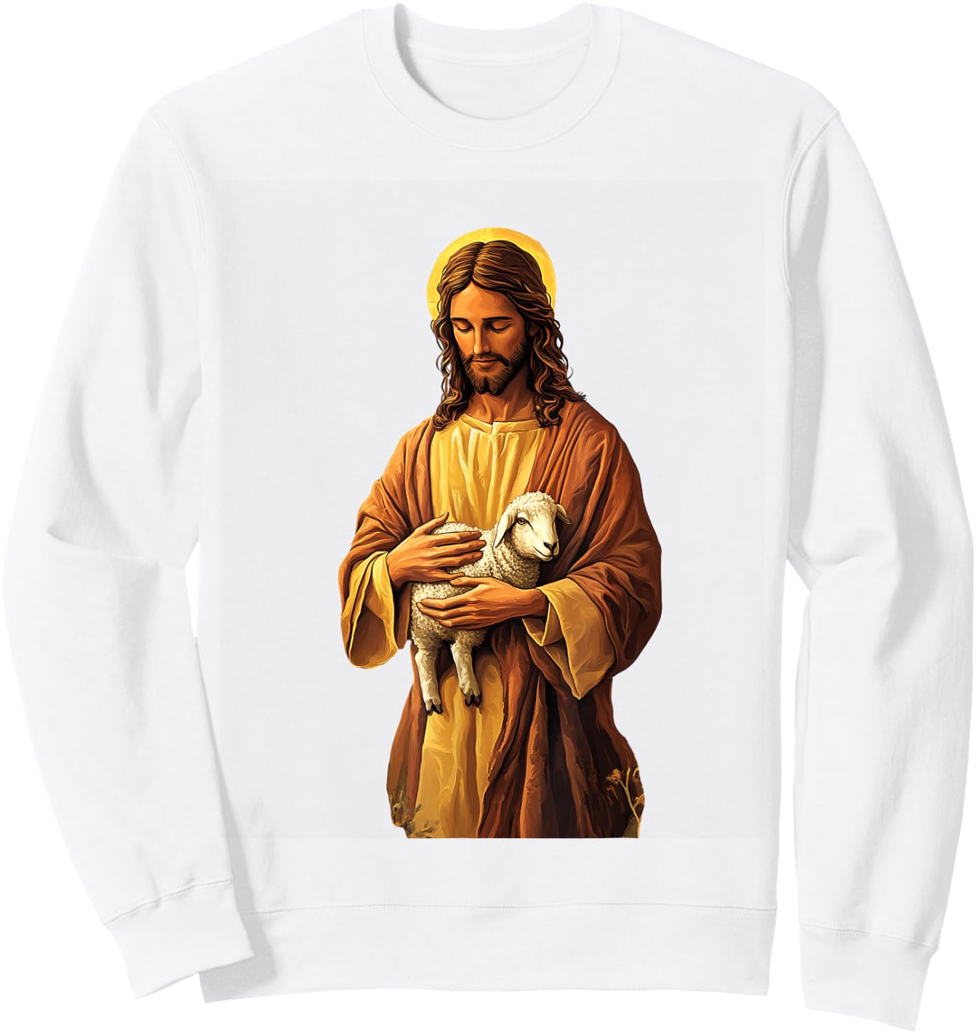 Jesus Holding Lamb Good Shepherd Sweatshirt - Sweatshirt | White