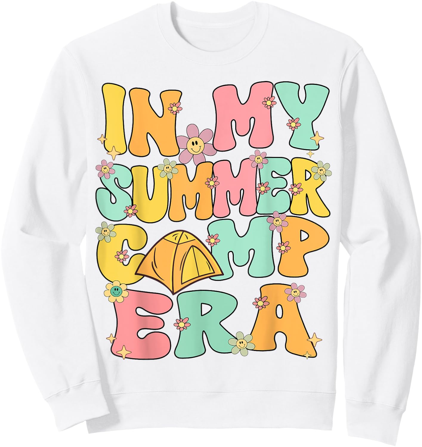 In My Summer Camp Era Retro Groovy Summer Camp Camping Funny Sweatshirt - Sweatshirt | White