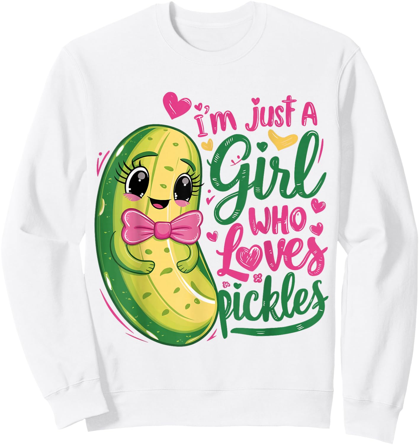 I'm Just a Girl Who Loves Pickles Cute Funny Pickle Lover Sweatshirt - Sweatshirt | White