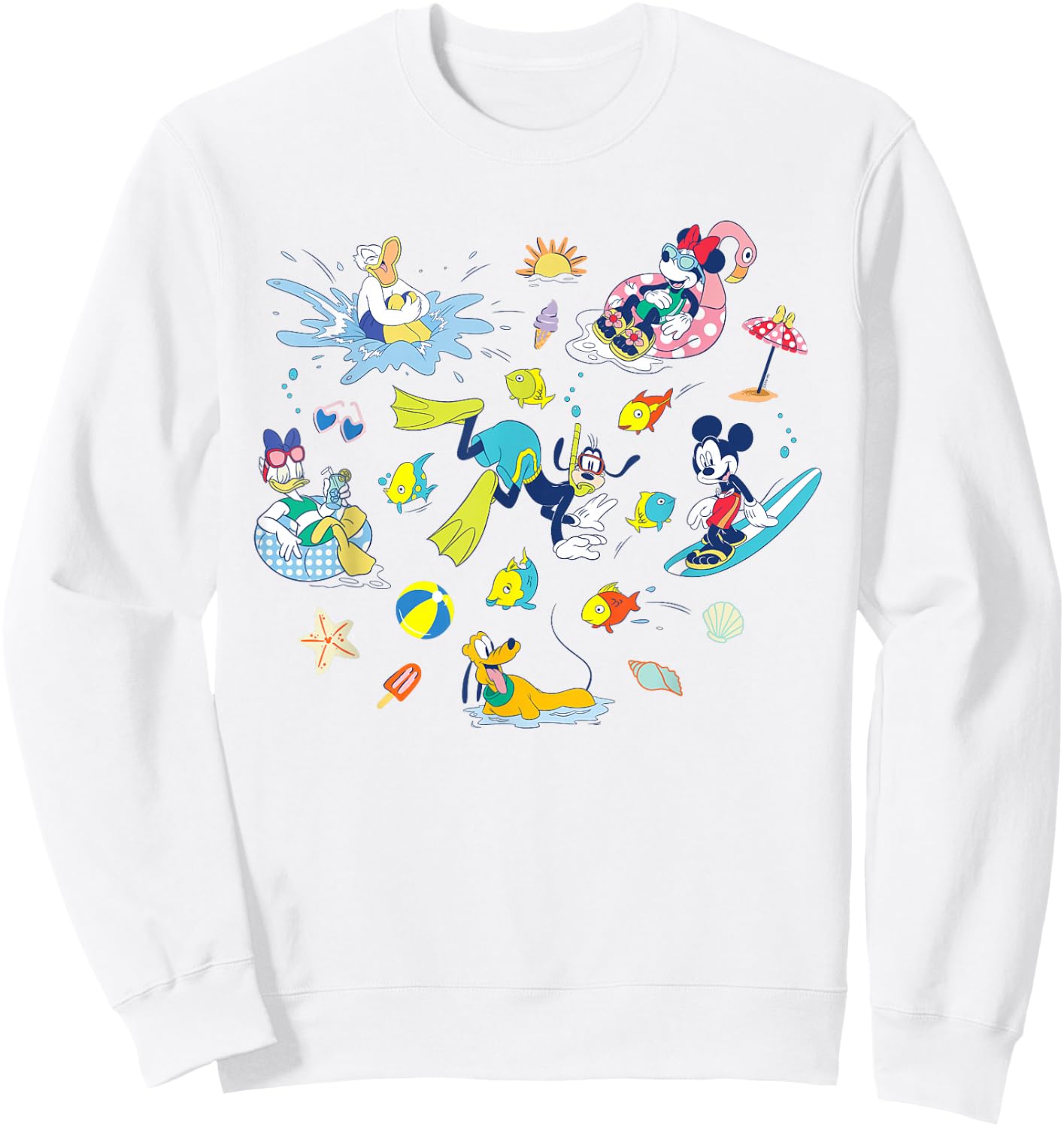 Disney Mickey & Friends Summer Beach Vacation Fun Coquette Sweatshirt - Sweatshirt | White
