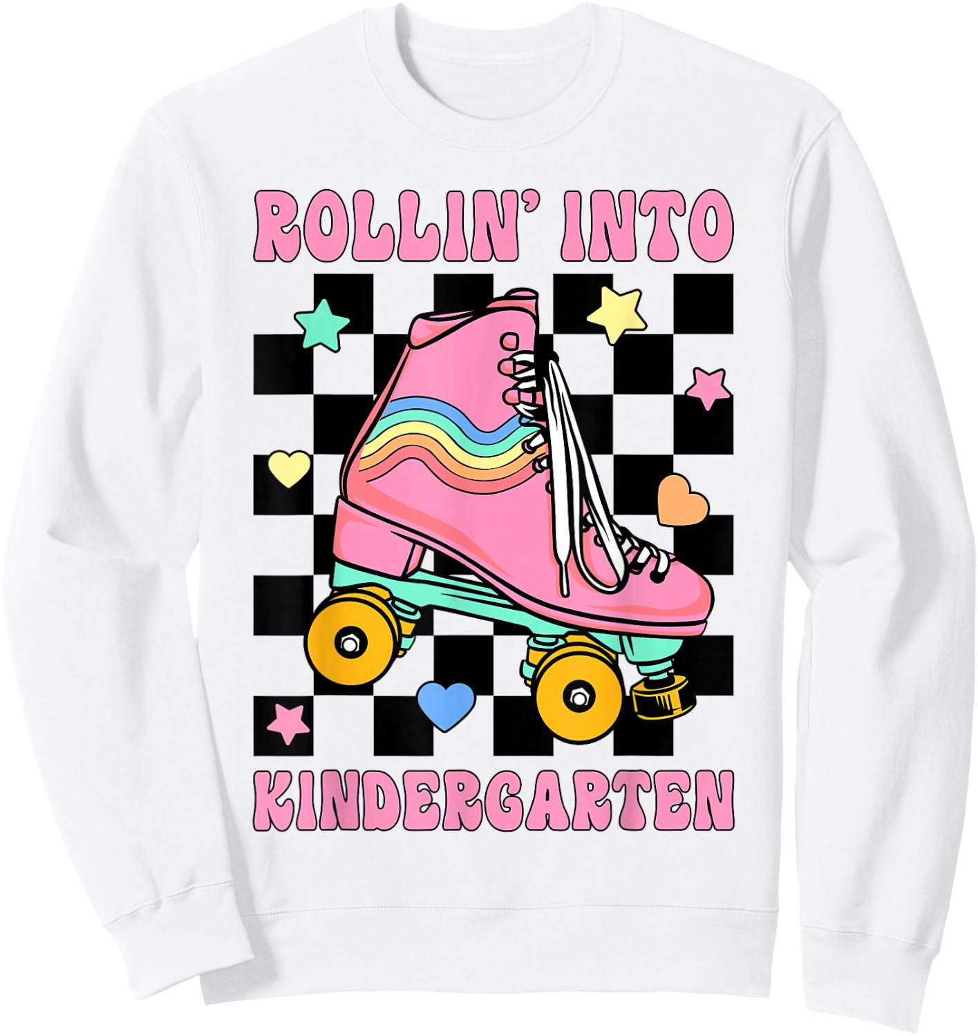 Rolling Into Kindergarten Roller Skating Girl Back To School Sweatshirt - Sweatshirt | White