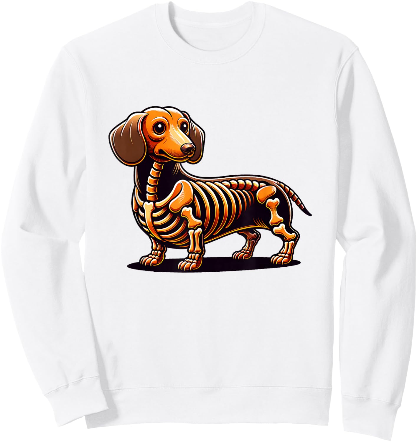 Cute Funny Skeleton Dachshund Wiener Dog Halloween Sweatshirt - Sweatshirt | White