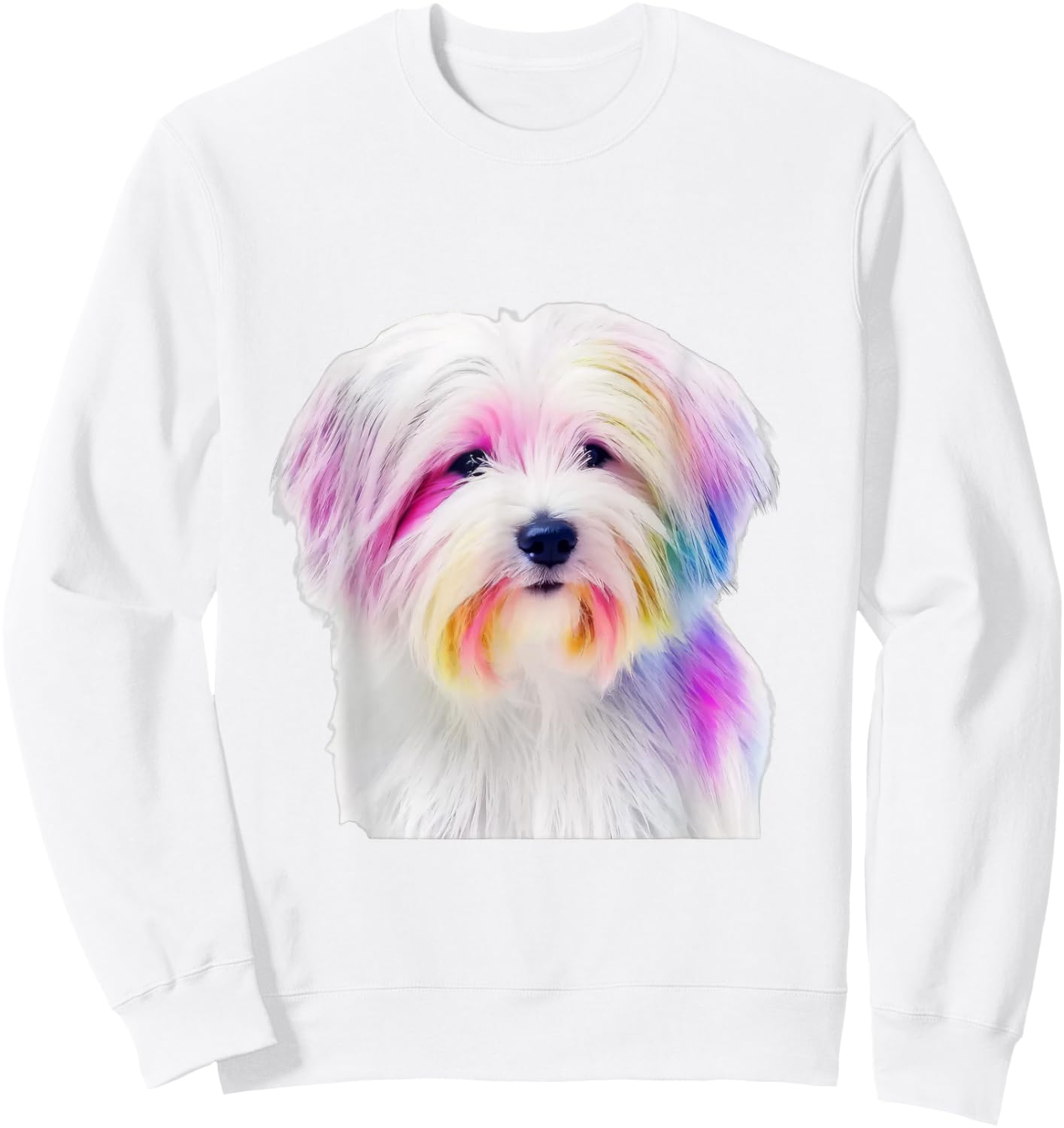 Coton De Tulear Dog Colorful Watercolor Dog Sweatshirt - Sweatshirt | White