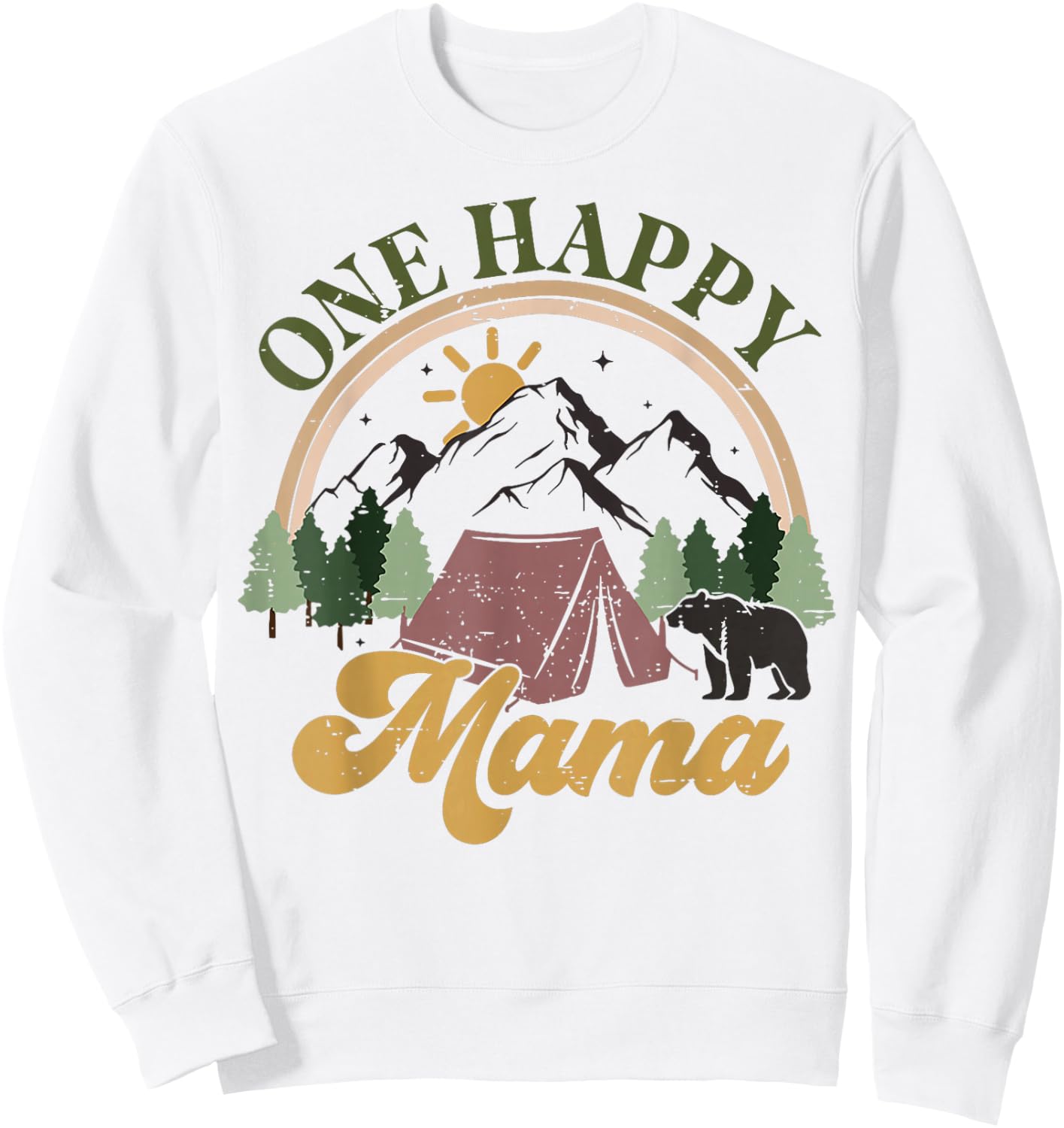 Cute One Happy Camper Birthday Decorations One Happy Mama Sweatshirt - Sweatshirt | White