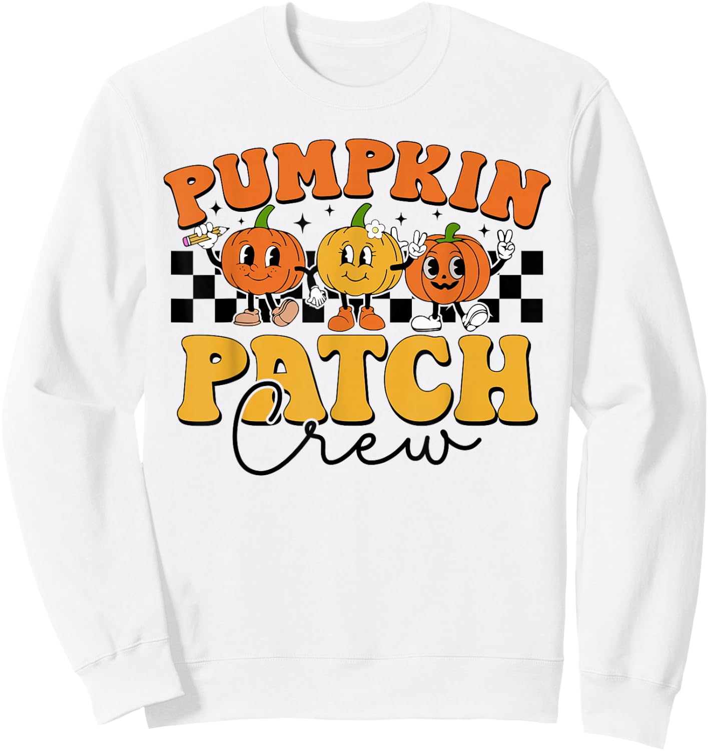 Pumpkin Patch Crew Retro Fall Autumn Thanksgiving Sweatshirt - Sweatshirt | White