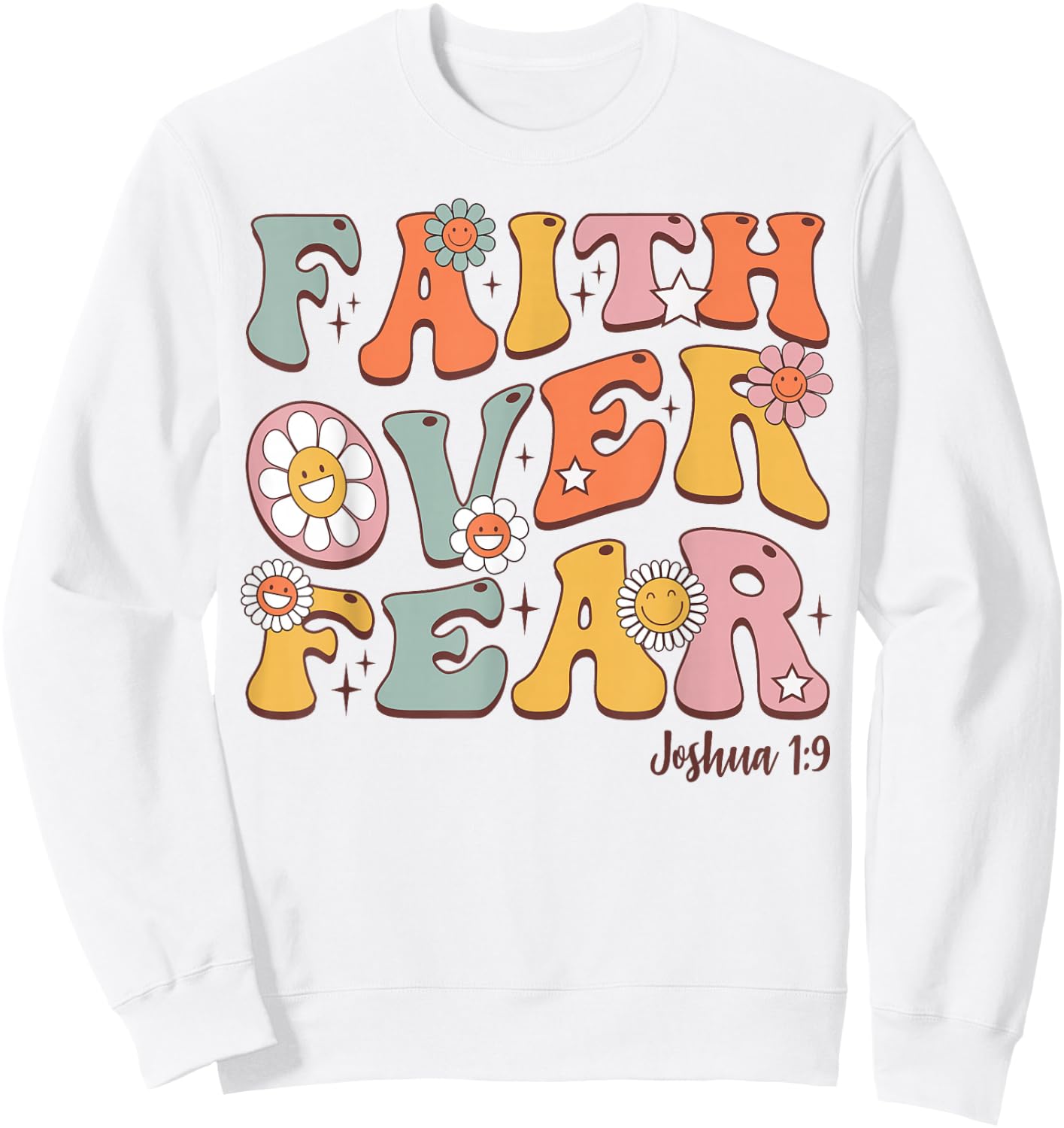 Christian-Shirt Girls Faith Over Fear Cute Jesus Kids Youth Sweatshirt - Sweatshirt | White