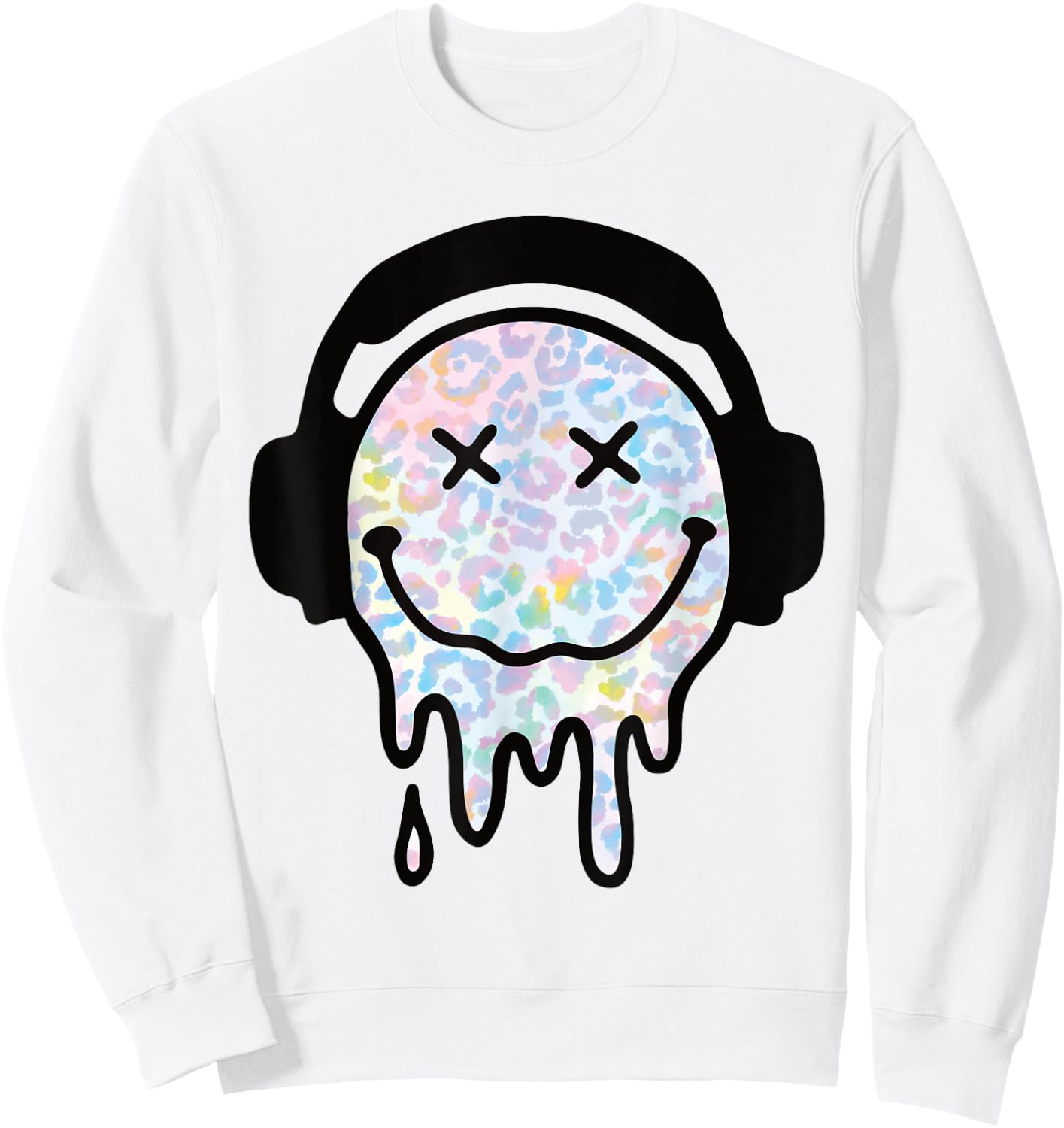 Melting Yellow Smile Funny Smiling Melted Dripping Face Cute Sweatshirt - Sweatshirt | White