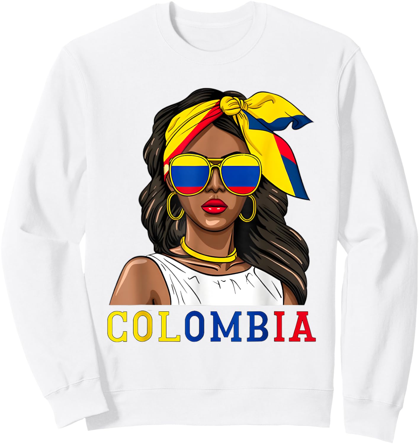 Colombianas Souvenirs Products Woman Flag Roots Colombia Sweatshirt - Sweatshirt | White