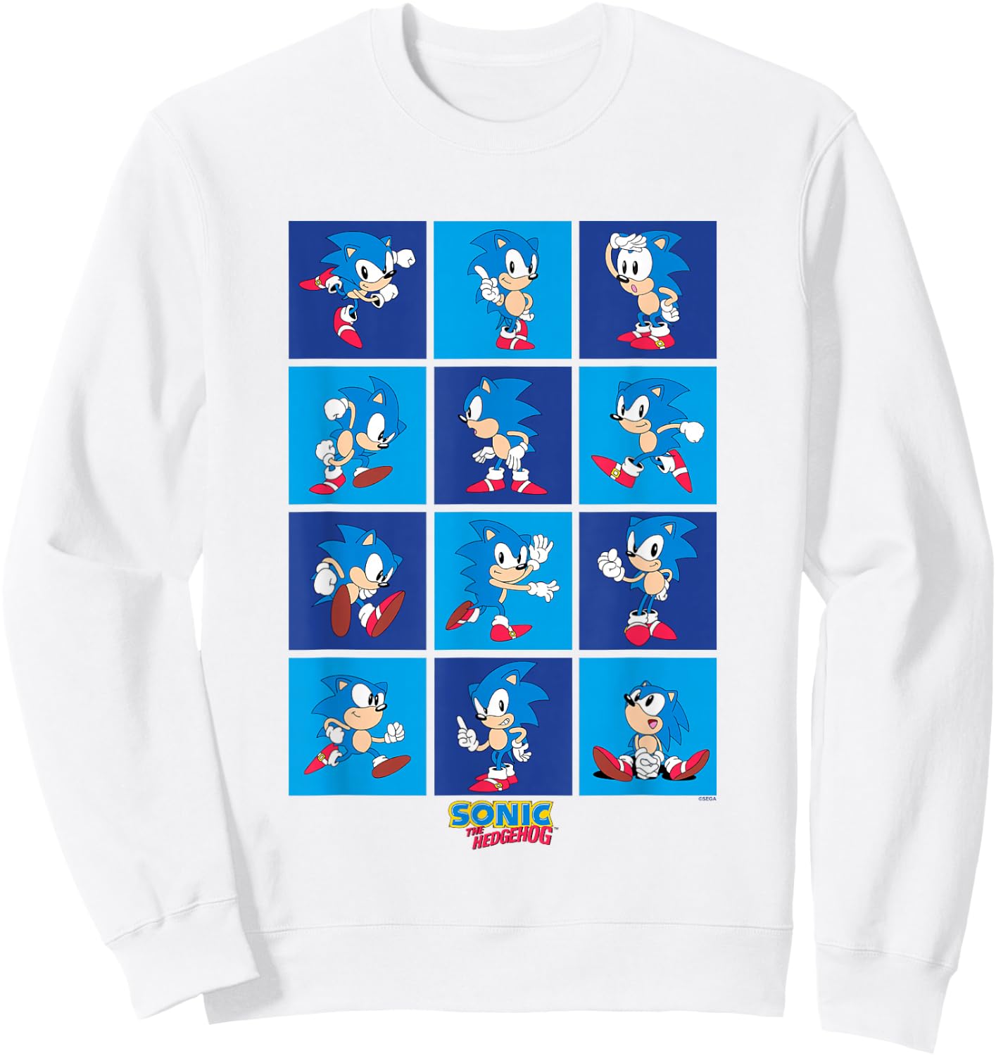 Sonic The Hedgehog Many Poses Of Sonic Retro Panels Sweatshirt - Sweatshirt | White
