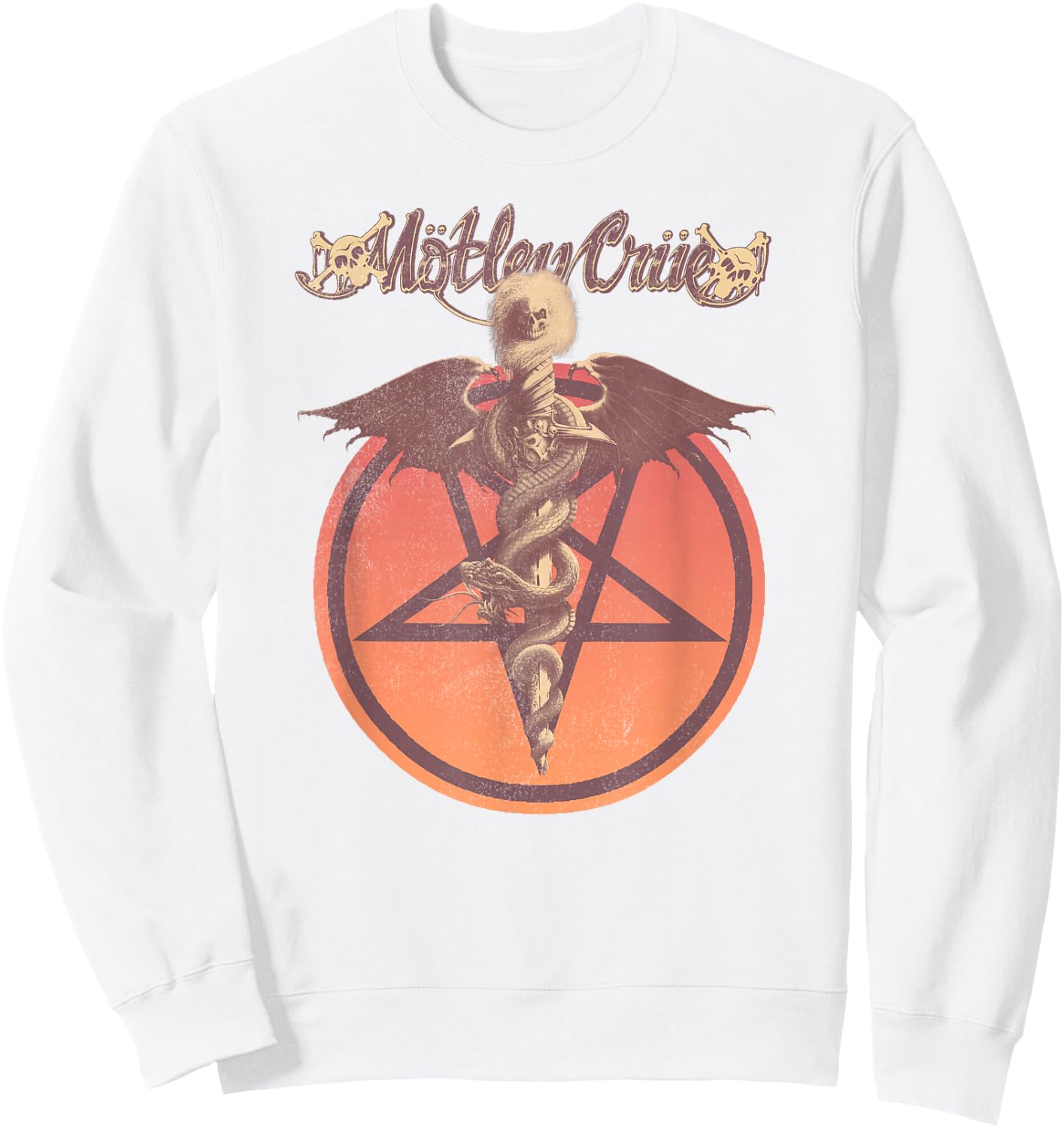 Mötley Crüe – Pentagram On White Sweatshirt - Sweatshirt | White