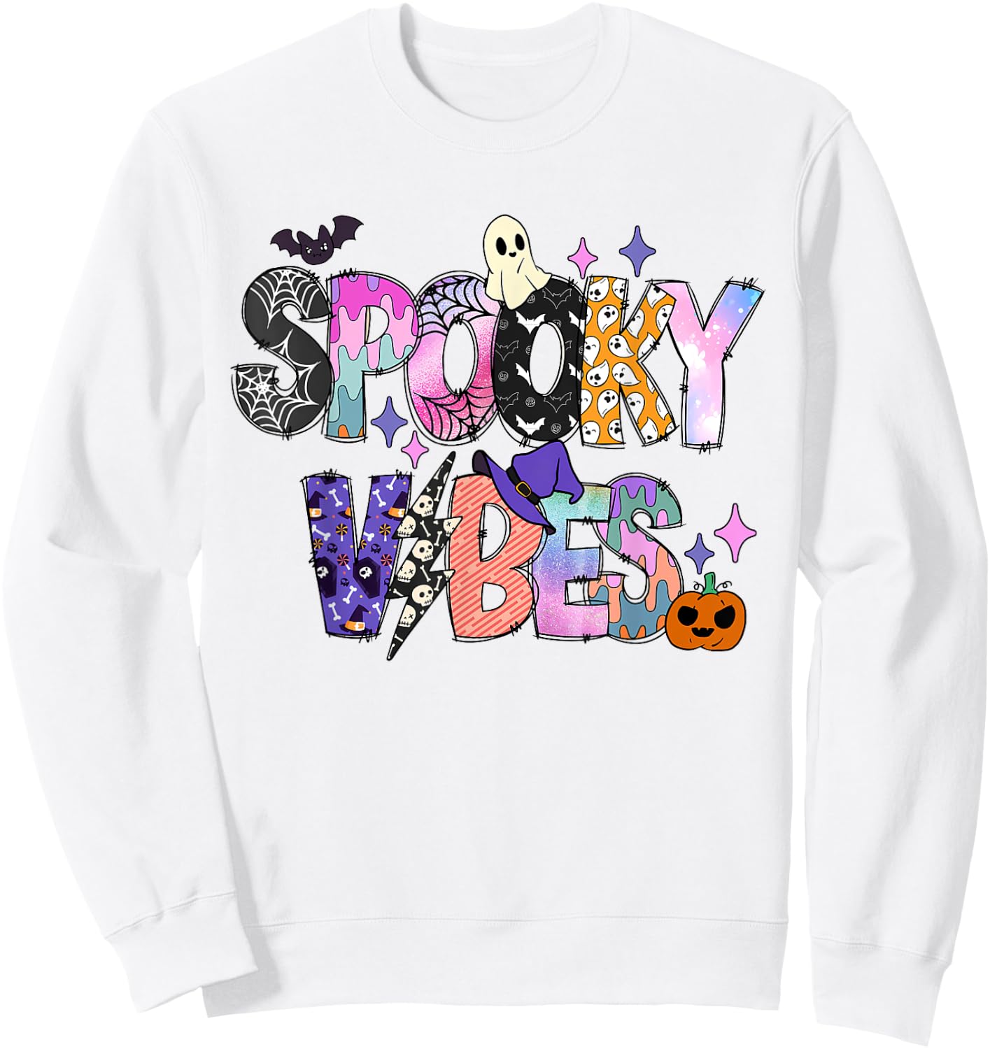 Spooky Vibes Halloween Costume Spooky Season Girl Kid Sweatshirt - Sweatshirt | White