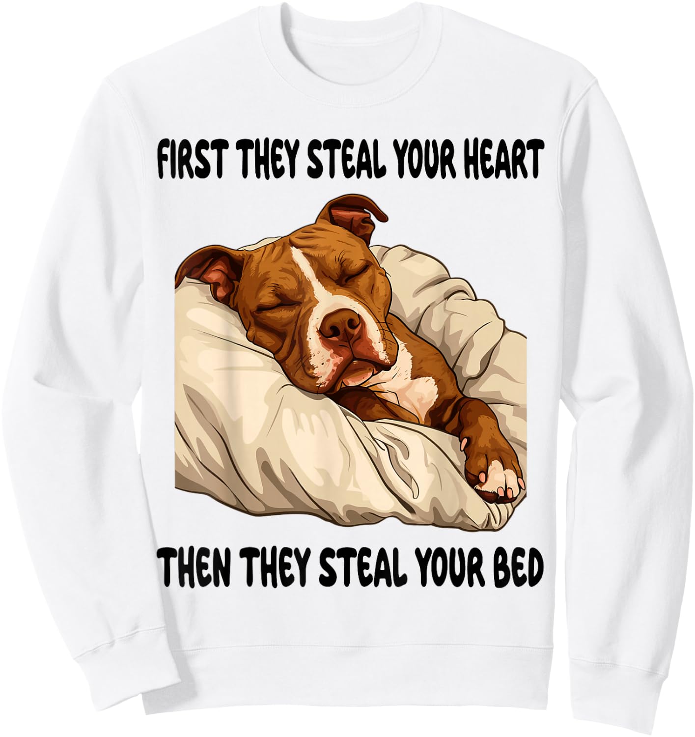 Pitbull Sleeping Pajamas Nightgown Sweatshirt - Sweatshirt | White