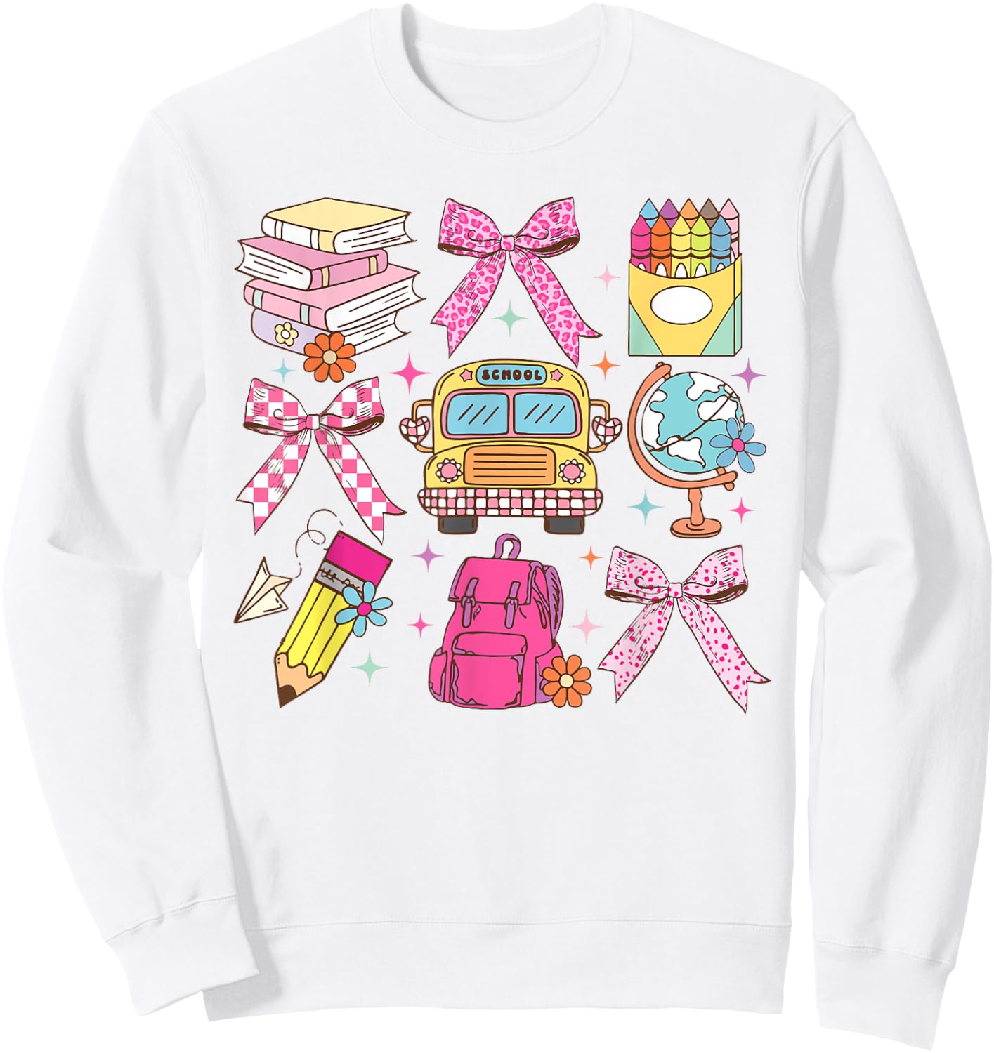 Coquette Bow Teacher Back To School Teacher Life Student Kid Sweatshirt - Sweatshirt | White