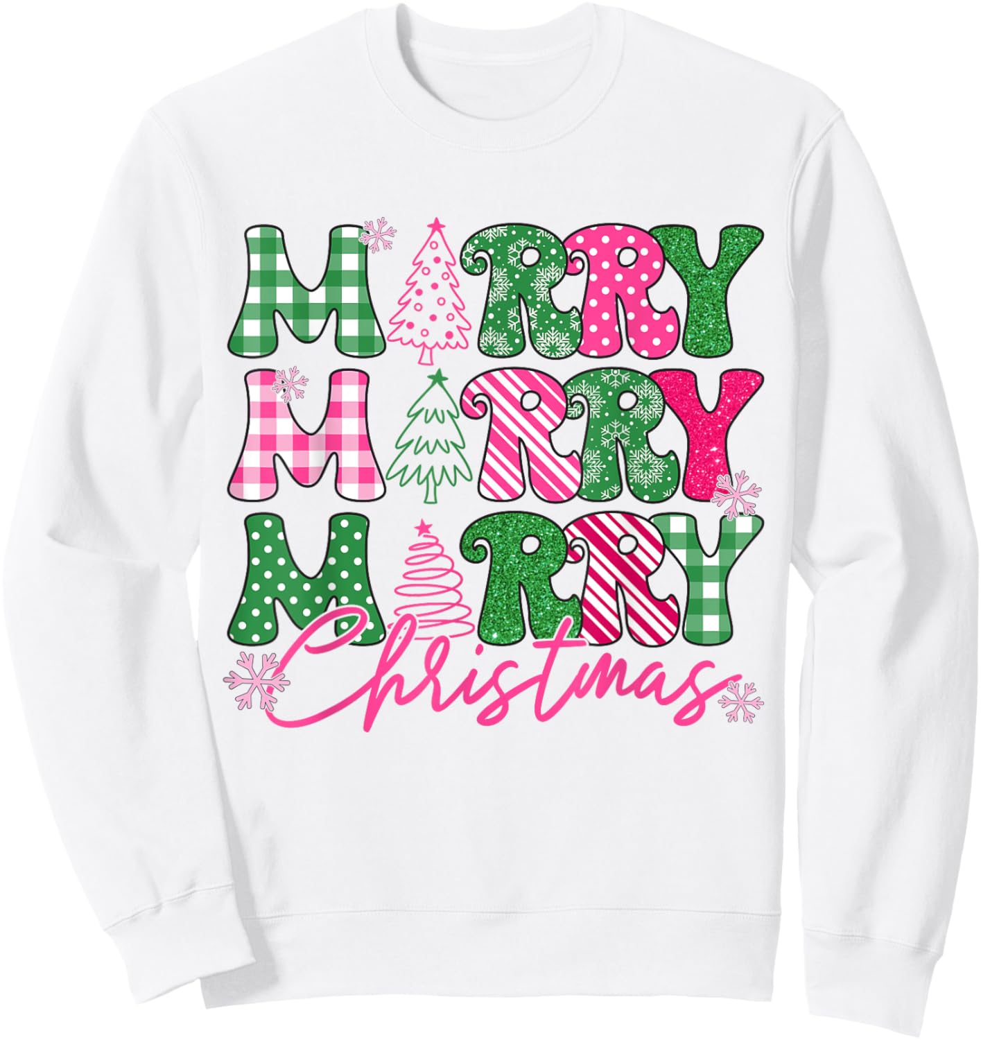 Merry Christmas Vintage Pink Christmas Coquette Bow Girl Sweatshirt - Sweatshirt | White
