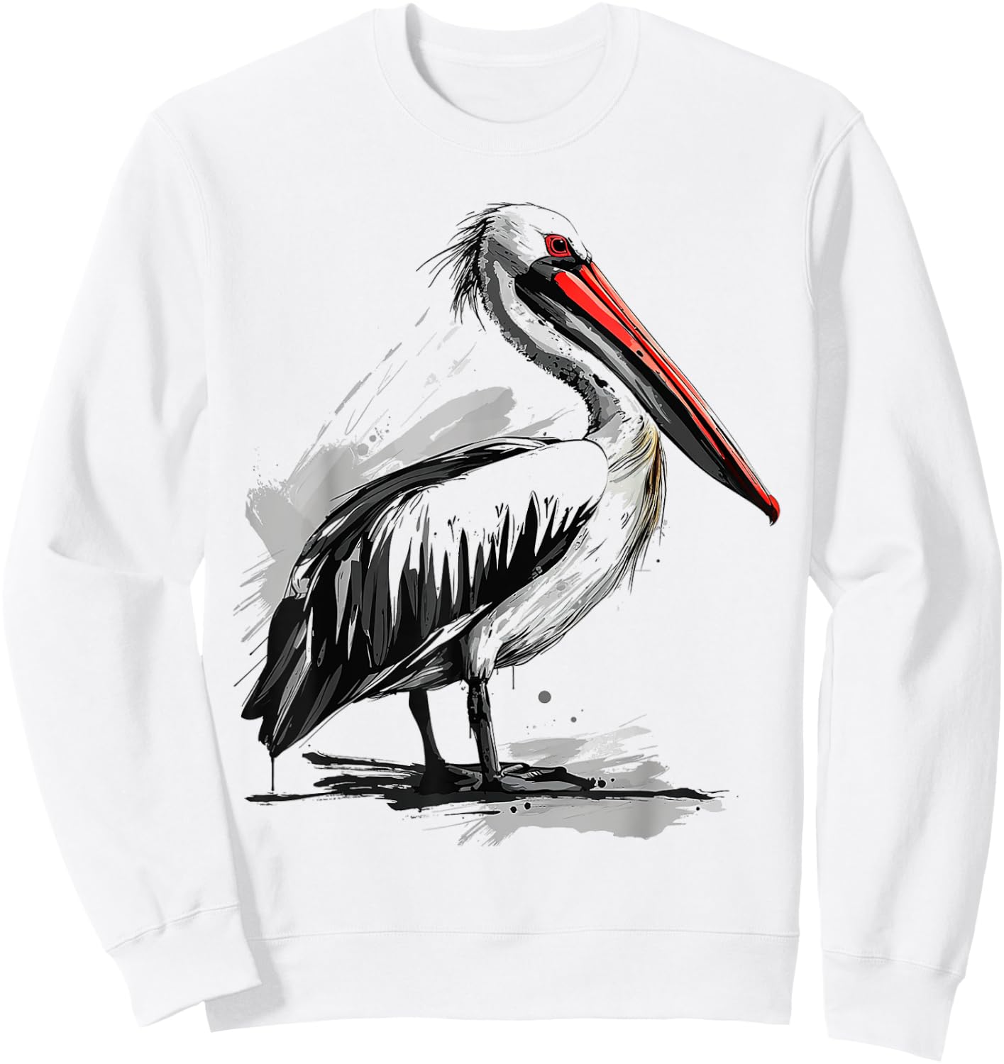 Pelican Animal Print Graphic Drawing Portrait Pelican Sweatshirt - Sweatshirt | White