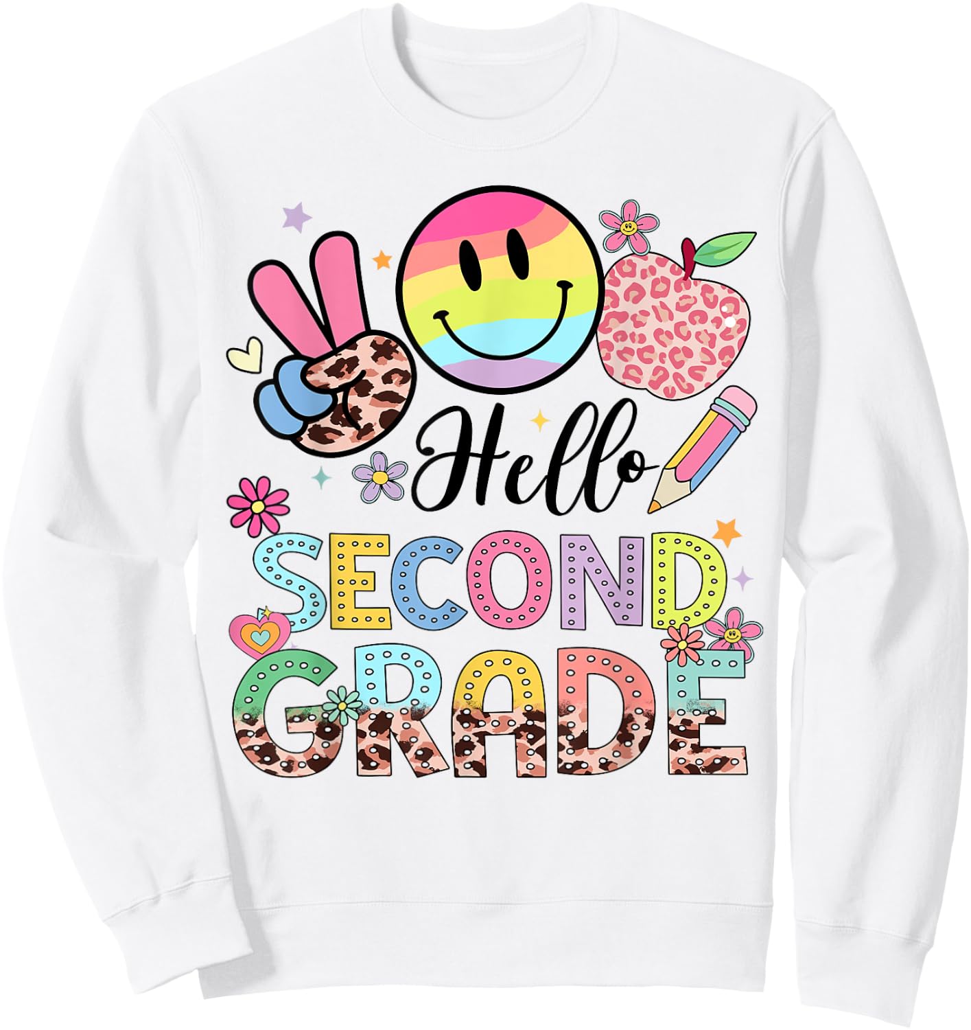 Hello 2nd grade Boy Girl Teacher Back To School 2nd grade Sweatshirt - Sweatshirt | White