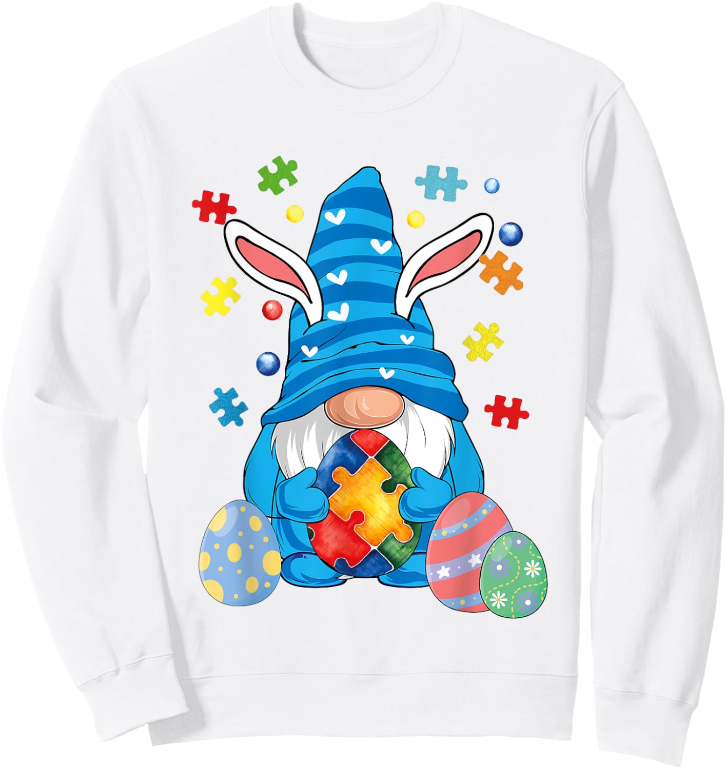 Autism Easter Gnome Autism Awareness Easter Day Gnomes Egg Sweatshirt - Sweatshirt | White