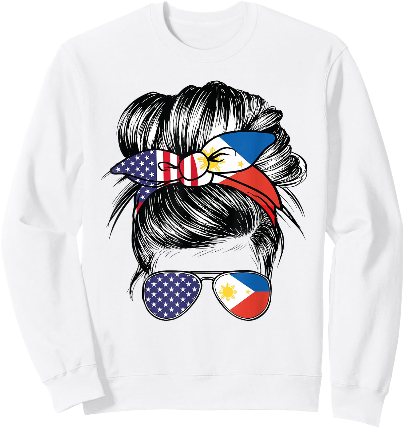 Philippines Flag American Women Girl USA Heritage Filipino Sweatshirt - Sweatshirt | White