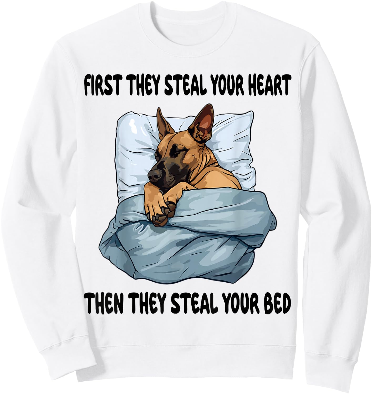 Belgian Malinois Sleeping Pajamas Nightgown Sweatshirt - Sweatshirt | White