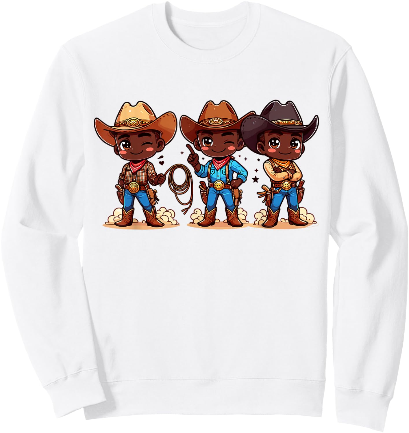Black Cowboy Western Rodeo Melanin Black History Texas Kids Sweatshirt - Sweatshirt | White