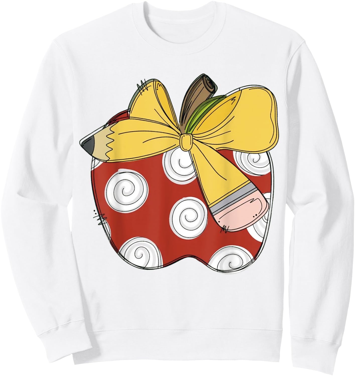 Teacher Coquette Pencil Bow And Apple Teacher Sweatshirt - Sweatshirt | White