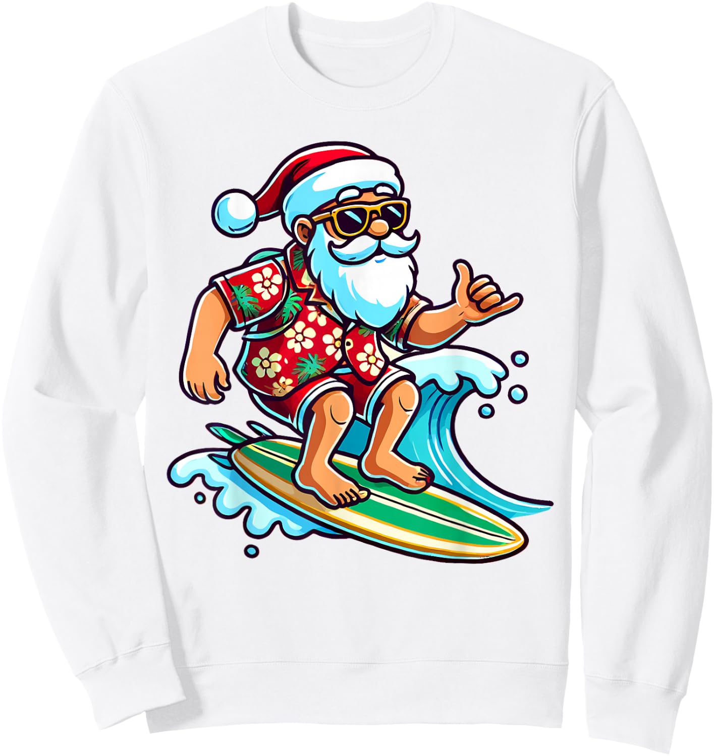 Cool Surfing Santa Christmas in July Summer Beach Party Sweatshirt - Sweatshirt | White
