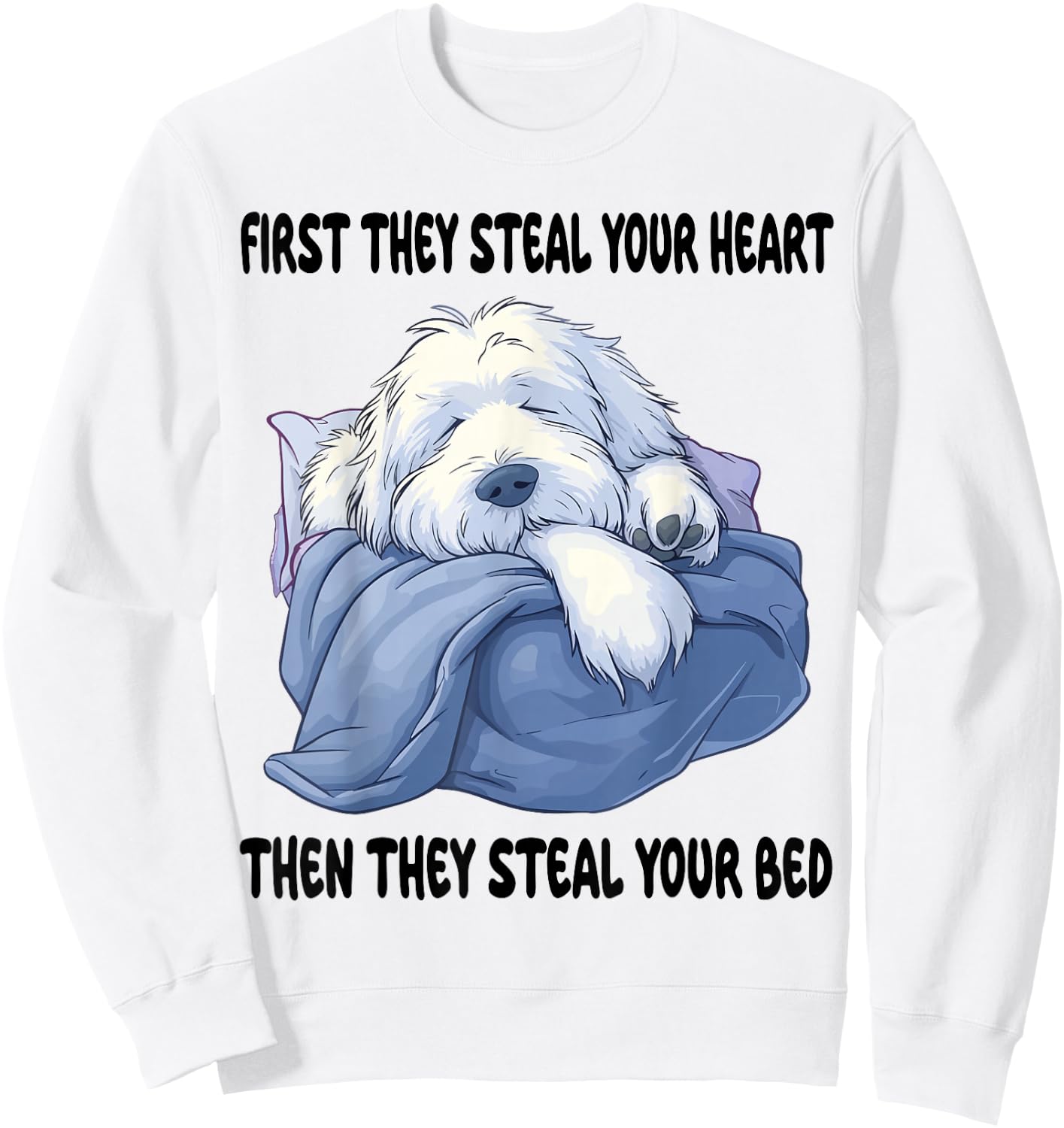 Old English Sheepdog Sleeping Pajamas Nightgown Sweatshirt - Sweatshirt | White