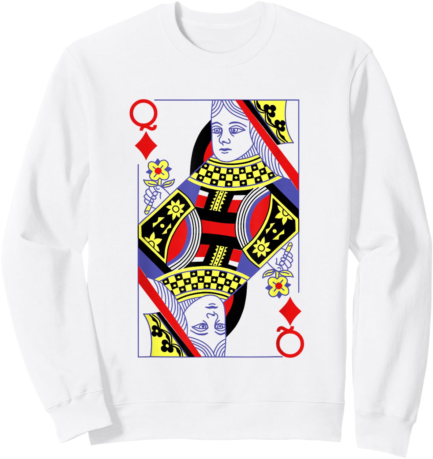 Queen of Diamonds Royal Flush Costume Halloween Poker Sweatshirt - Sweatshirt | White