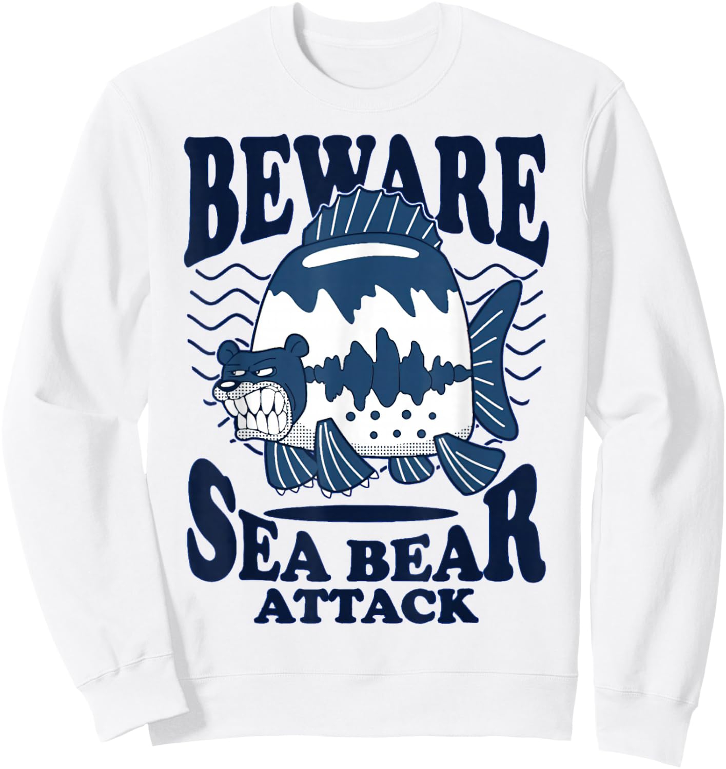 Beware Sea Bear Attack Sweatshirt - Sweatshirt | White