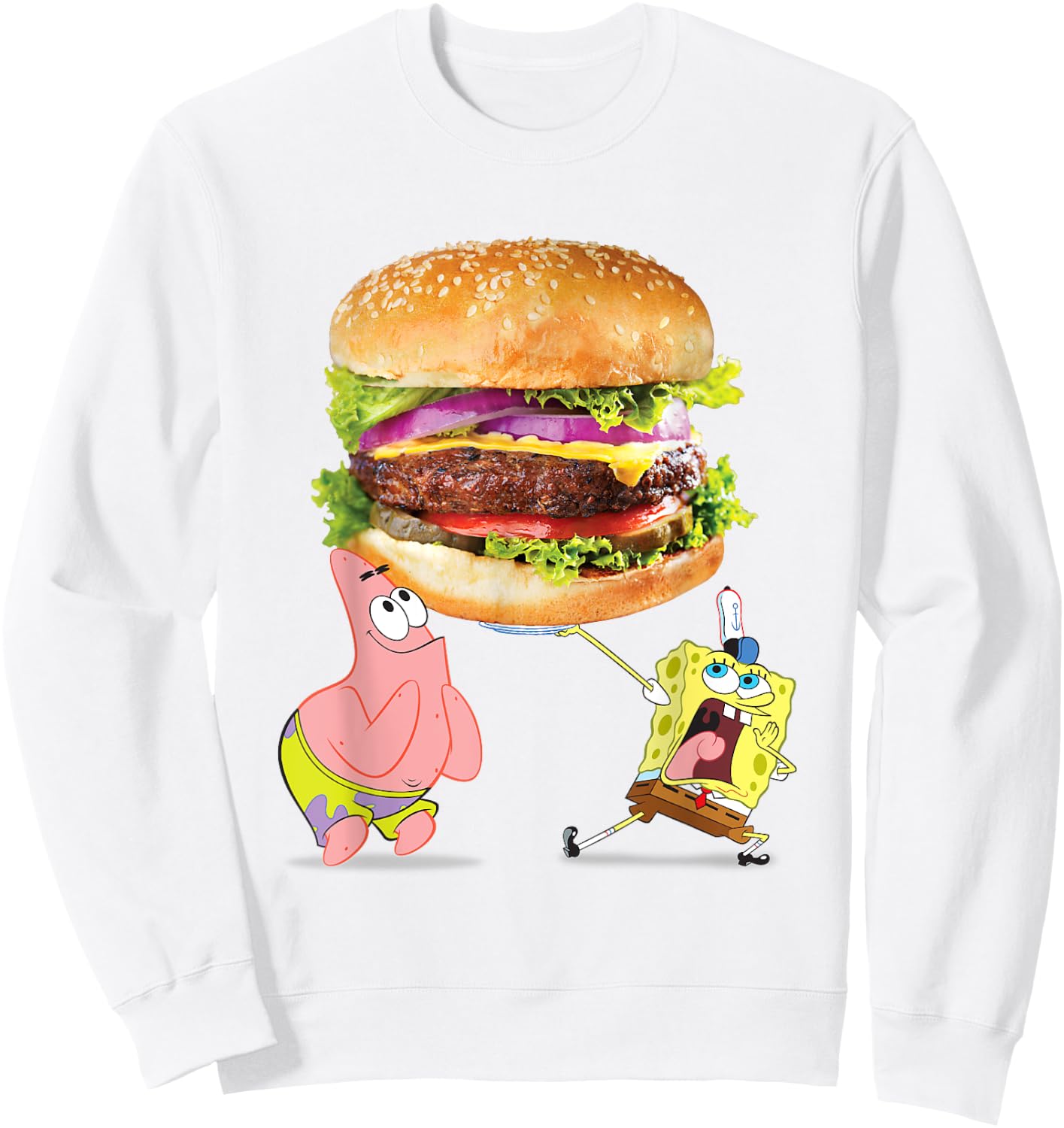 SpongeBob SquarePants & Patrick Star Giant Photo Real Burger Sweatshirt - Sweatshirt | White
