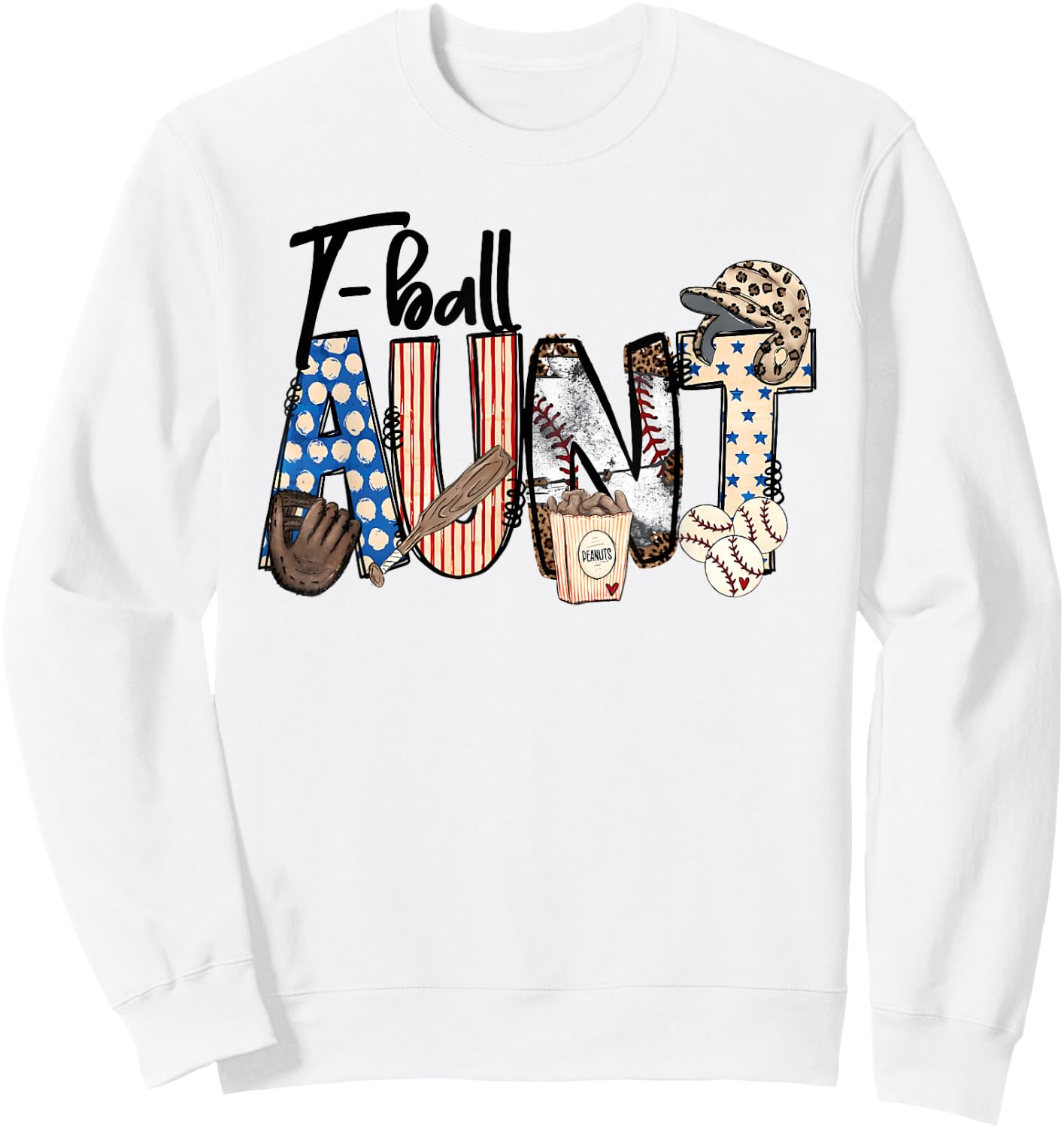 T-ball Aunt Auntie Proud ball Aunt Mother's Day Sports Sweatshirt - Sweatshirt | White