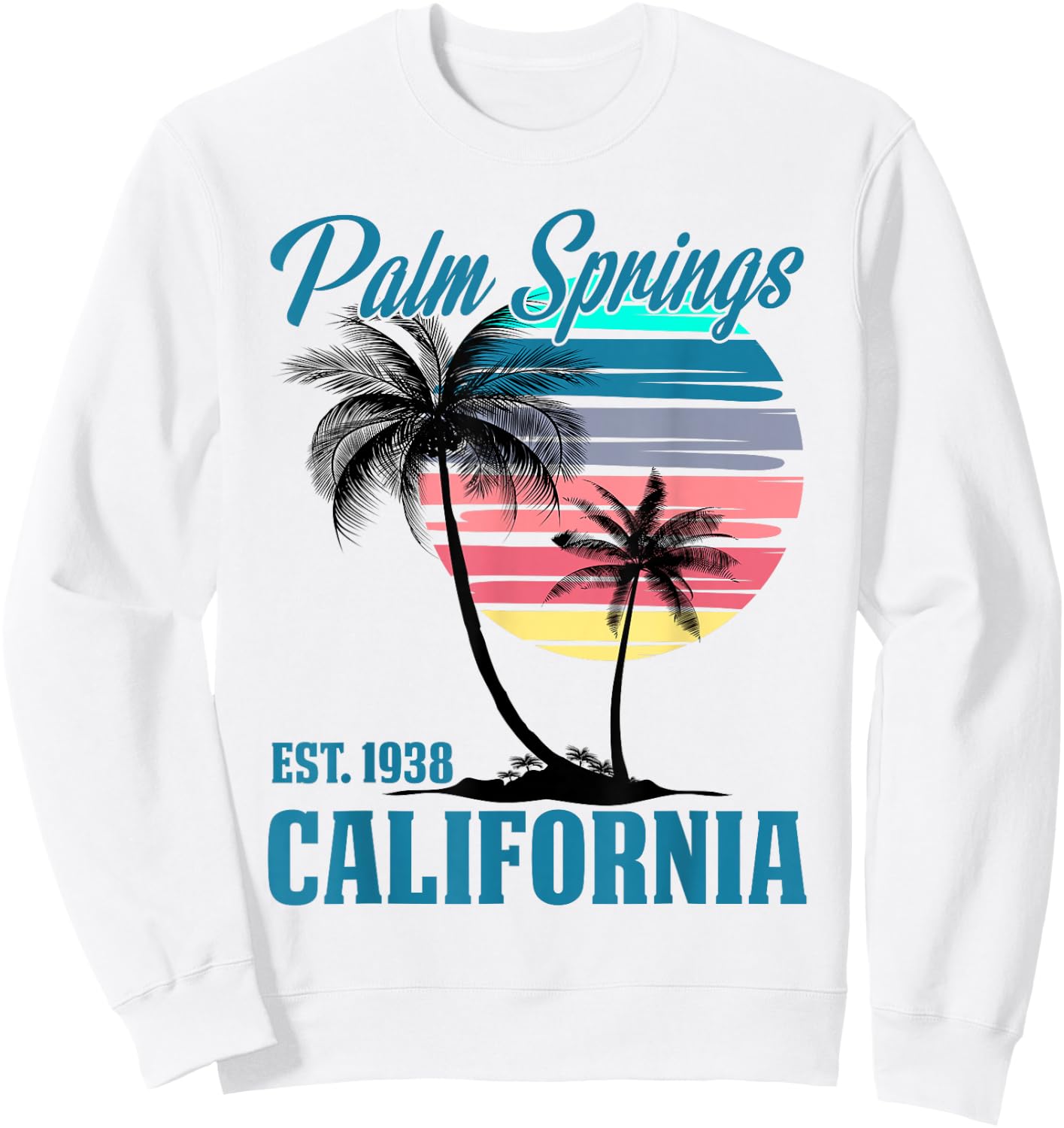 Retro Palm Springs California Beach Vibes Summer Vacation Sweatshirt - Sweatshirt | White