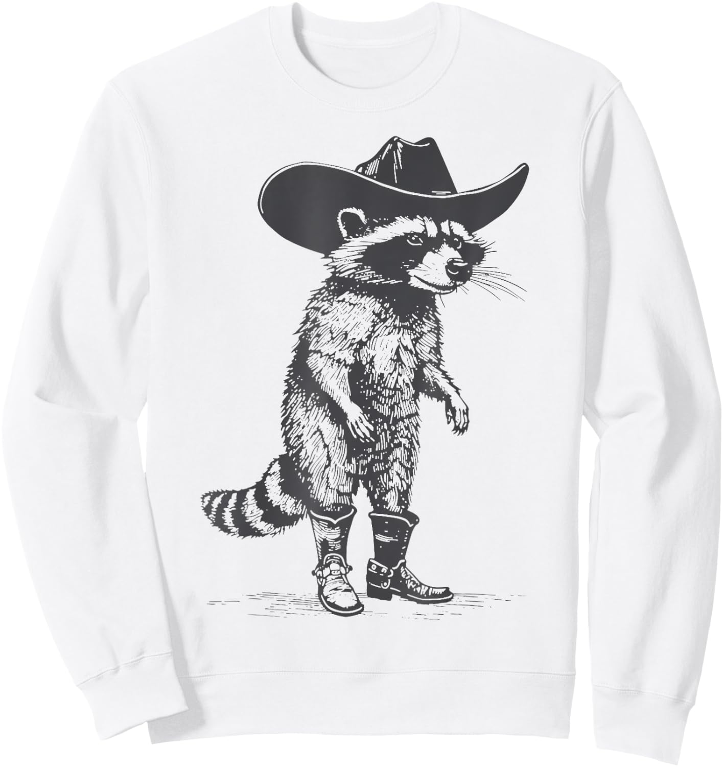 Vintage Western Country Raccoon Cowboy Cowgirl Trash Panda Sweatshirt - Sweatshirt | White