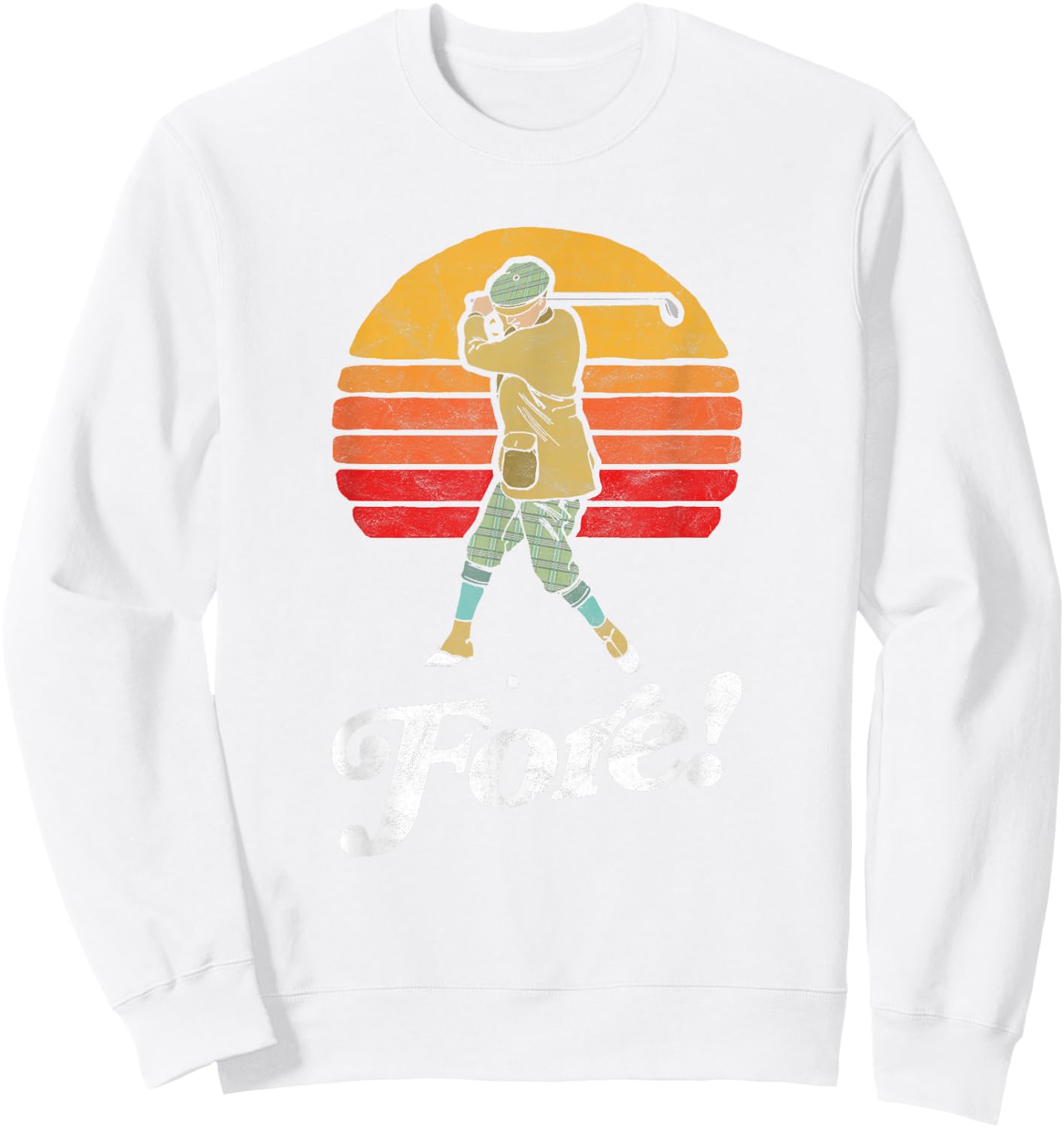 Fore! Vintage Golf Swing Retro Style Golfer Sweatshirt - Sweatshirt | White