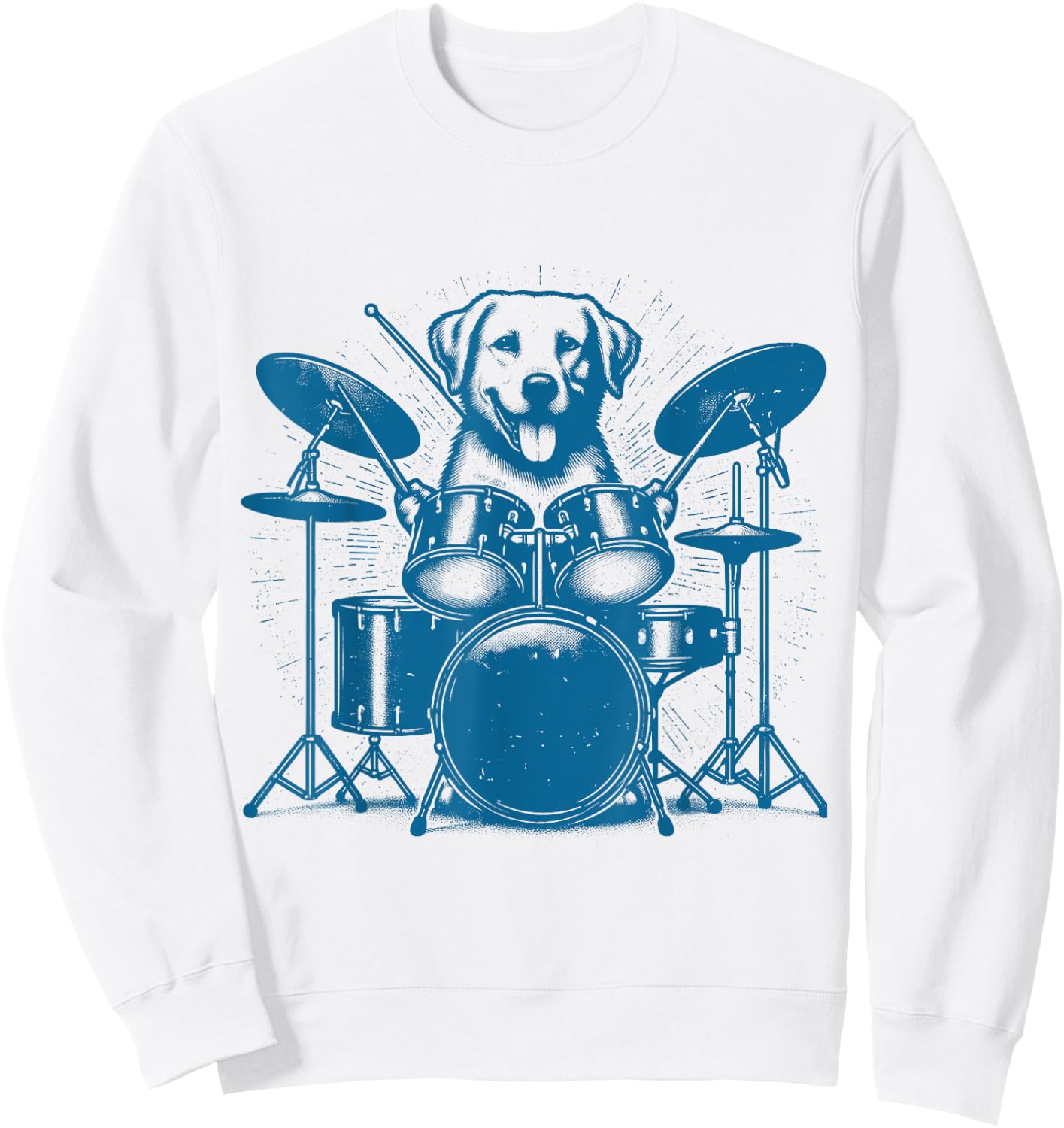 Drummer Dog Playing Drums Vintage Art Dog On Drums Women Sweatshirt - Sweatshirt | White