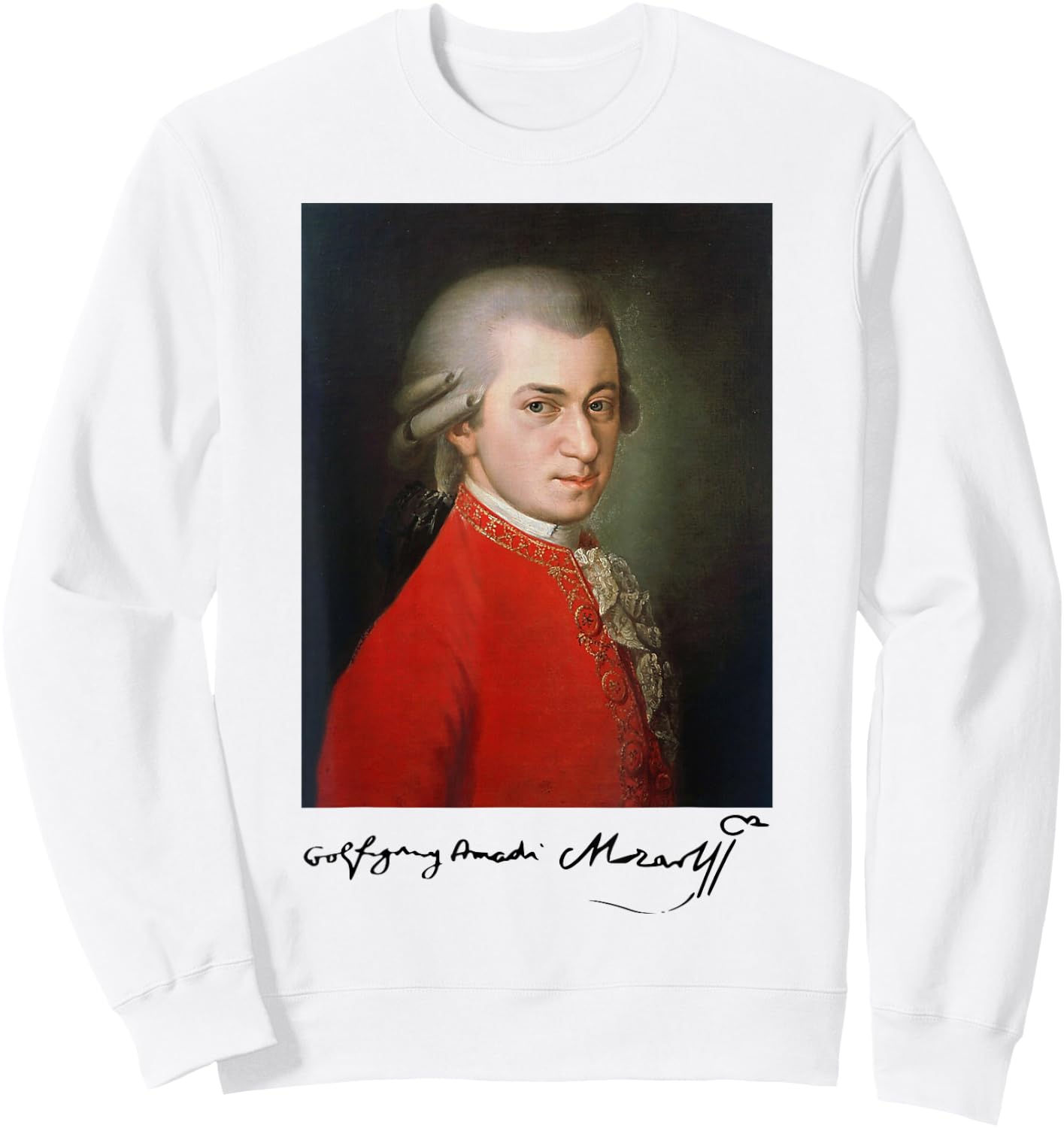 Wolfgang Amadeus Mozart - Composer Signature Classical Music Sweatshirt - Sweatshirt | White