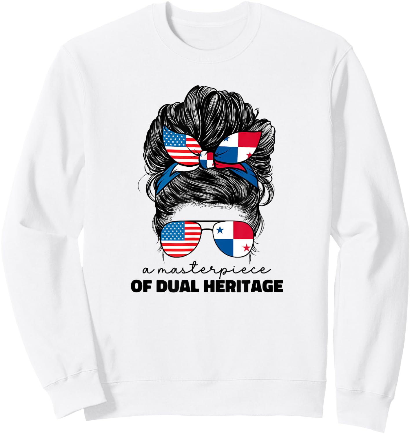 Half American And Panamanian Panama Usa Flag Girl Women Sweatshirt - Sweatshirt | White