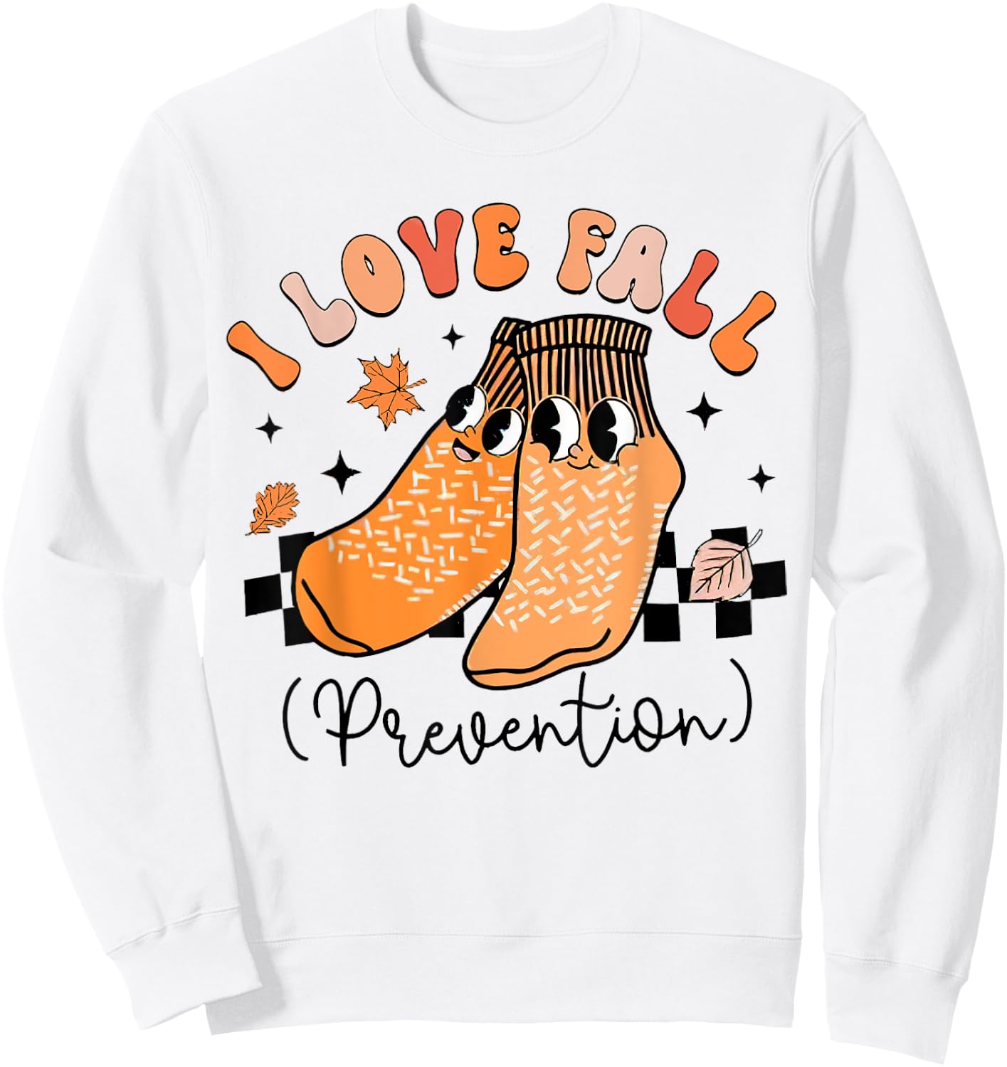 Groovy Retro I Love Fall Prevention, Fall Physical Therapy Sweatshirt - Sweatshirt | White