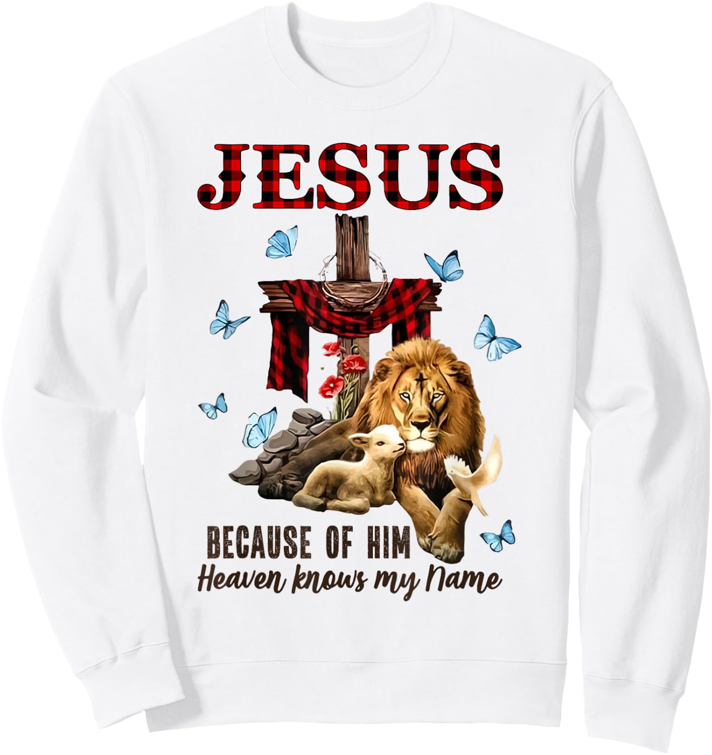 FAITH Jesus Lion Lamb Heaven Know My Name Sweatshirt - Sweatshirt | White
