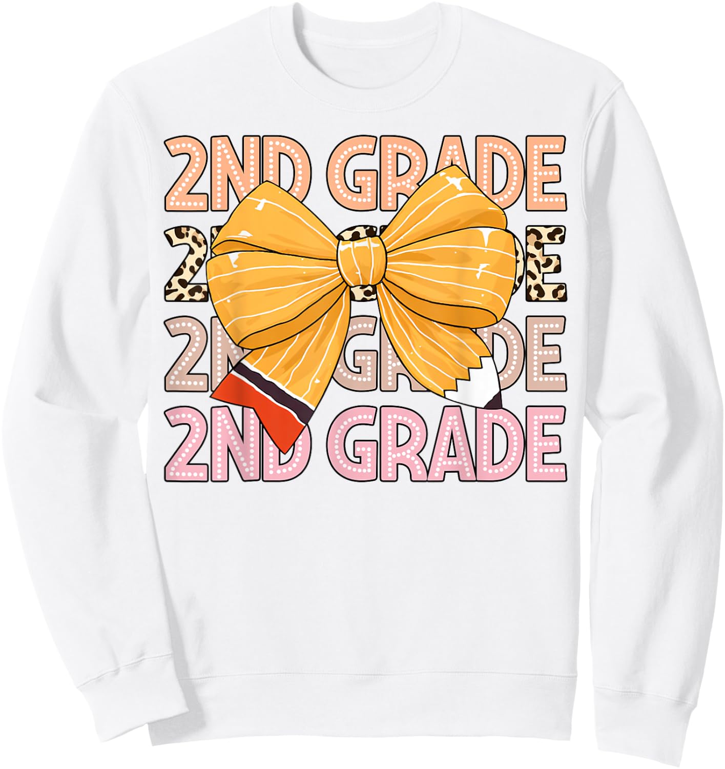 2nd Grade Teacher Pencil Coquette Bow Back To School Women Girls Kids Sweatshirt - Sweatshirt | White