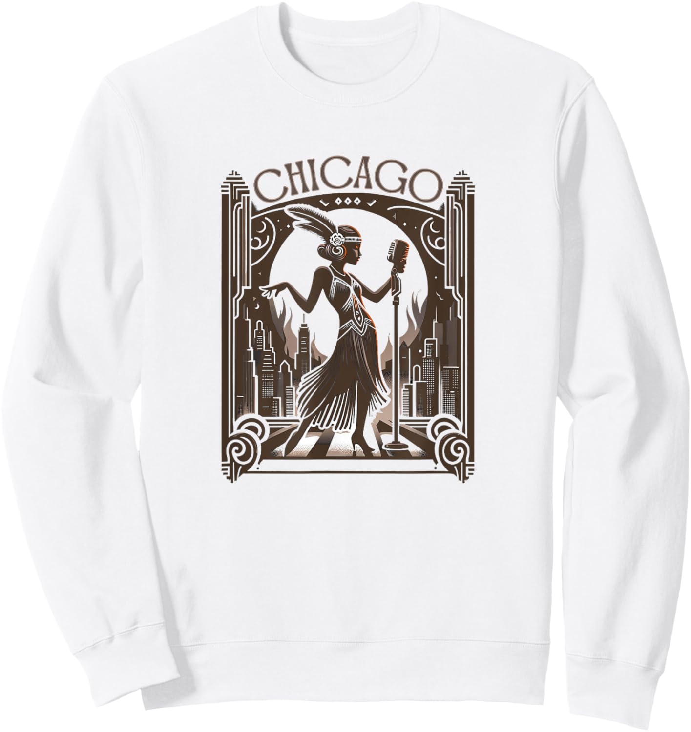 Chicago Jazz Art Deco 1920s Musical Theatre Musicals Flapper Sweatshirt - Sweatshirt | White