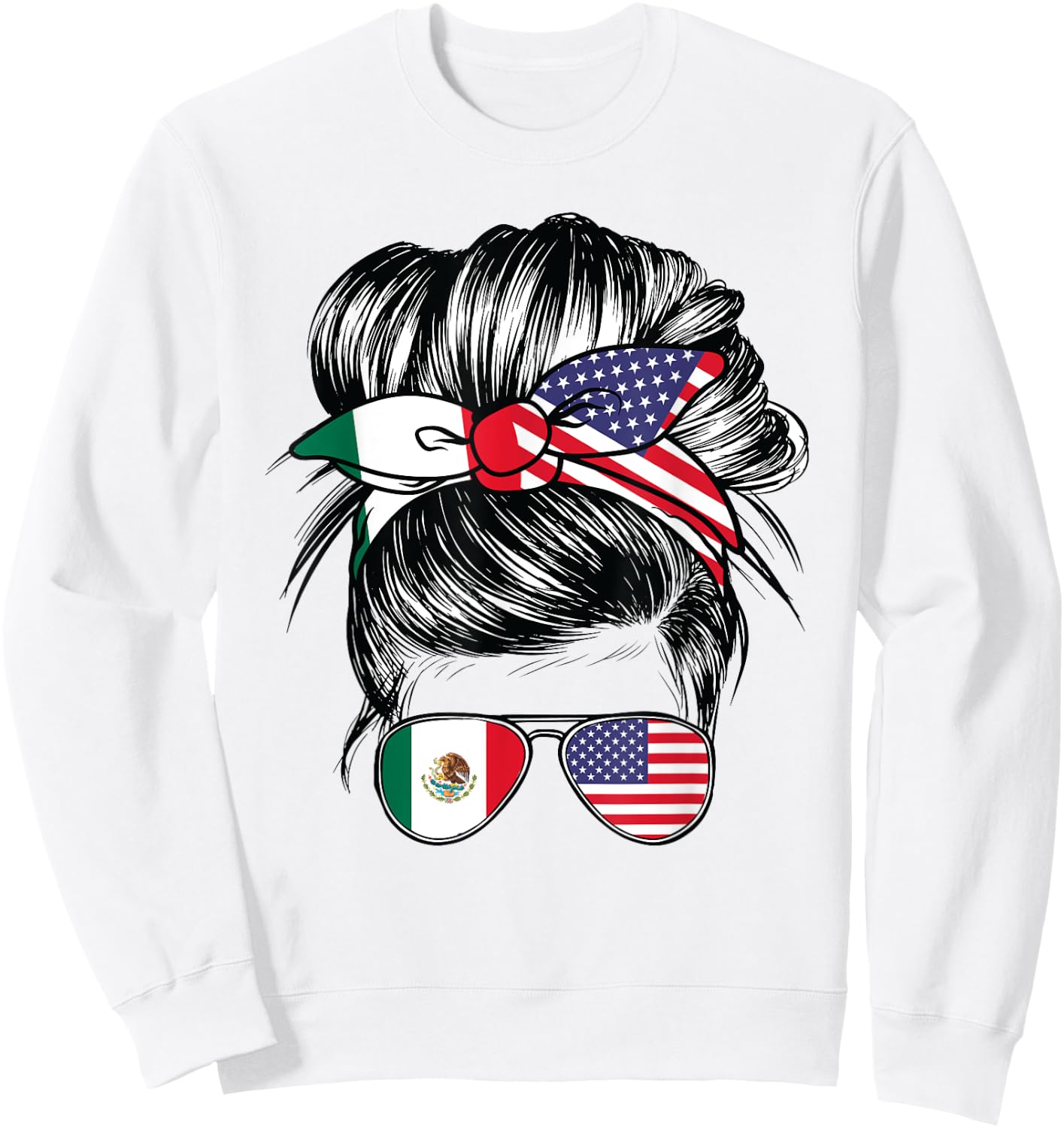 Mexican Flag Mexico Women American USA Heritage Mexico Sweatshirt - Sweatshirt | White