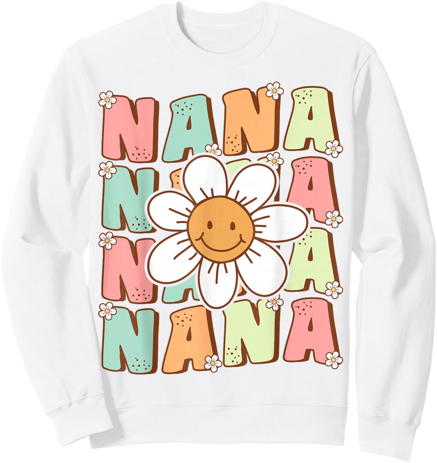Cute Groovy Nana 70s Family Birthday Party Daisy Flower Sweatshirt - Sweatshirt | White