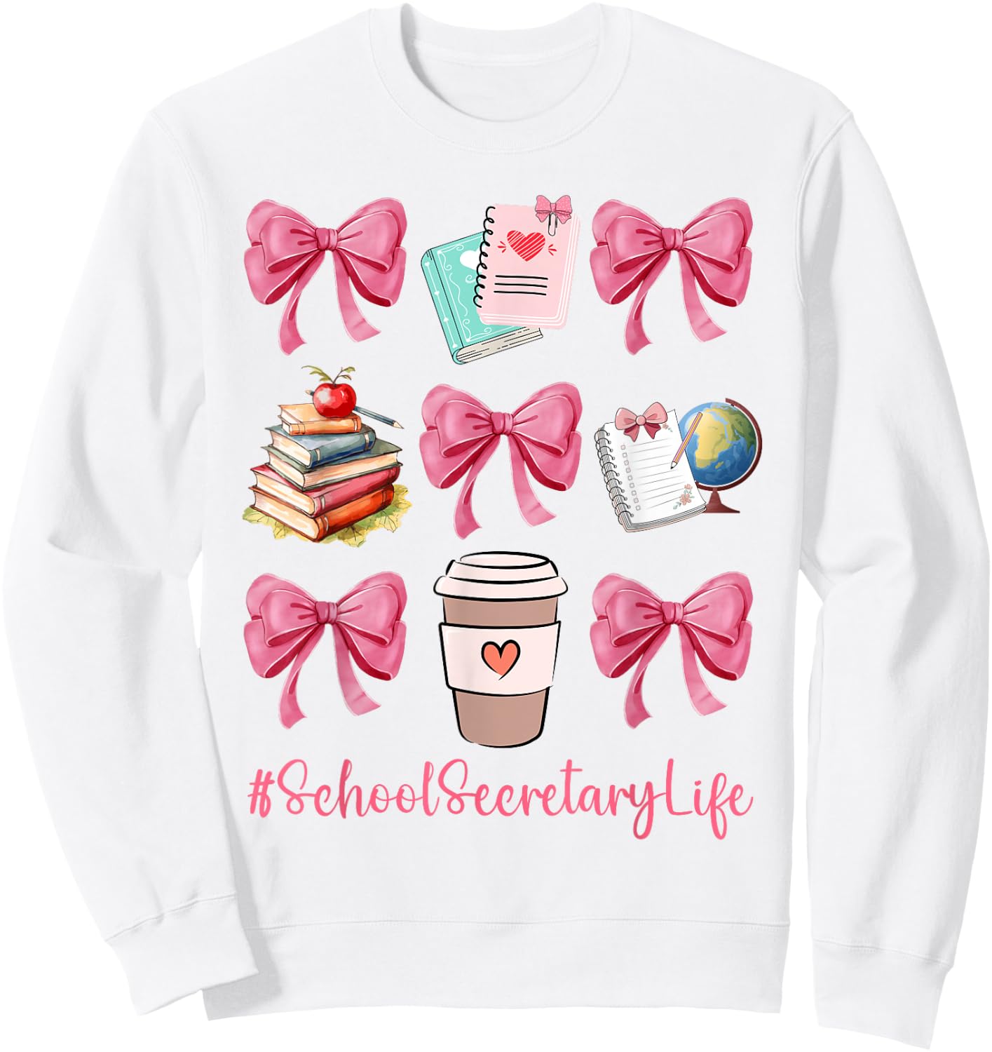 Cute Coquette Bows School Secretary Life Back To School Gift Sweatshirt - Sweatshirt | White
