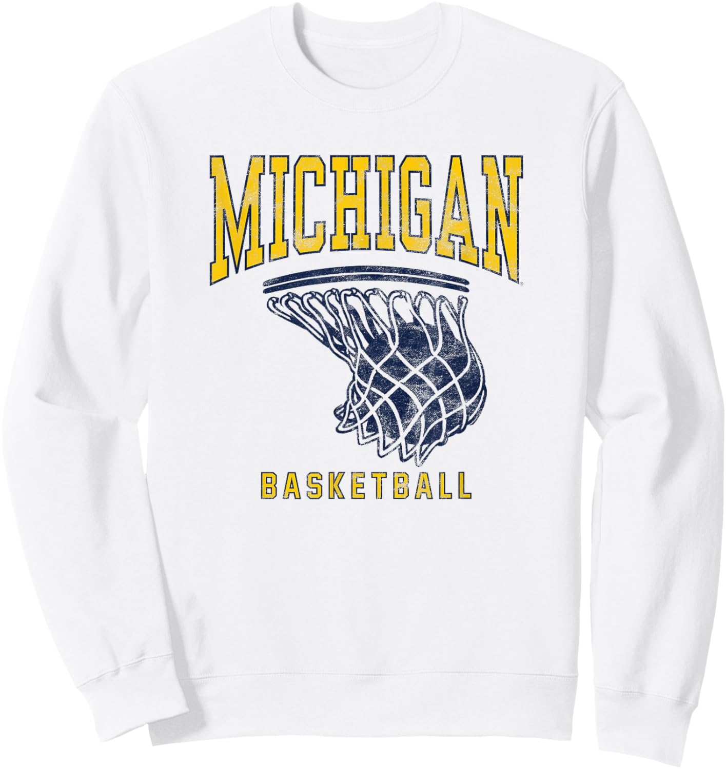 University of Michigan Wolverines U of M Basketball Hoop Sweatshirt - Sweatshirt | White