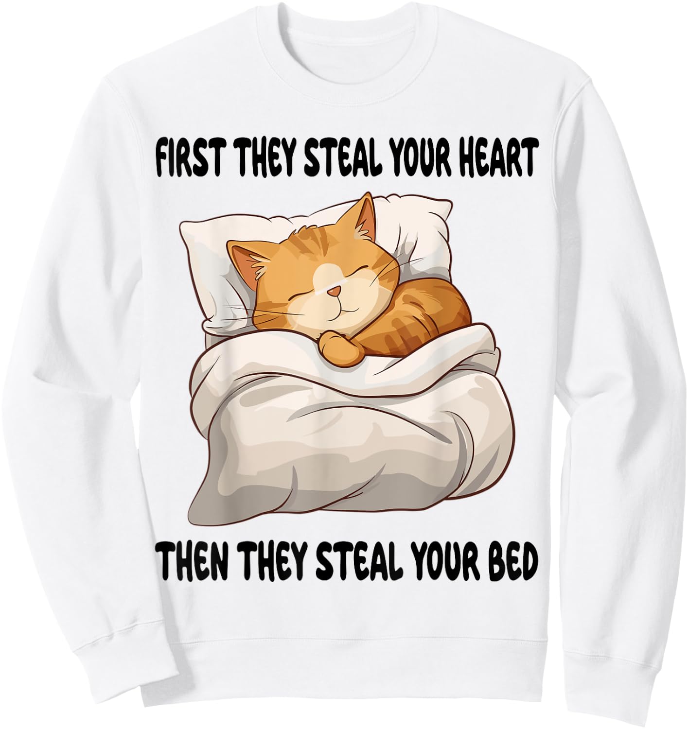 Cat Kitten Sleeping Pajamas Nightgown Men Women Girls Kids Sweatshirt - Sweatshirt | White