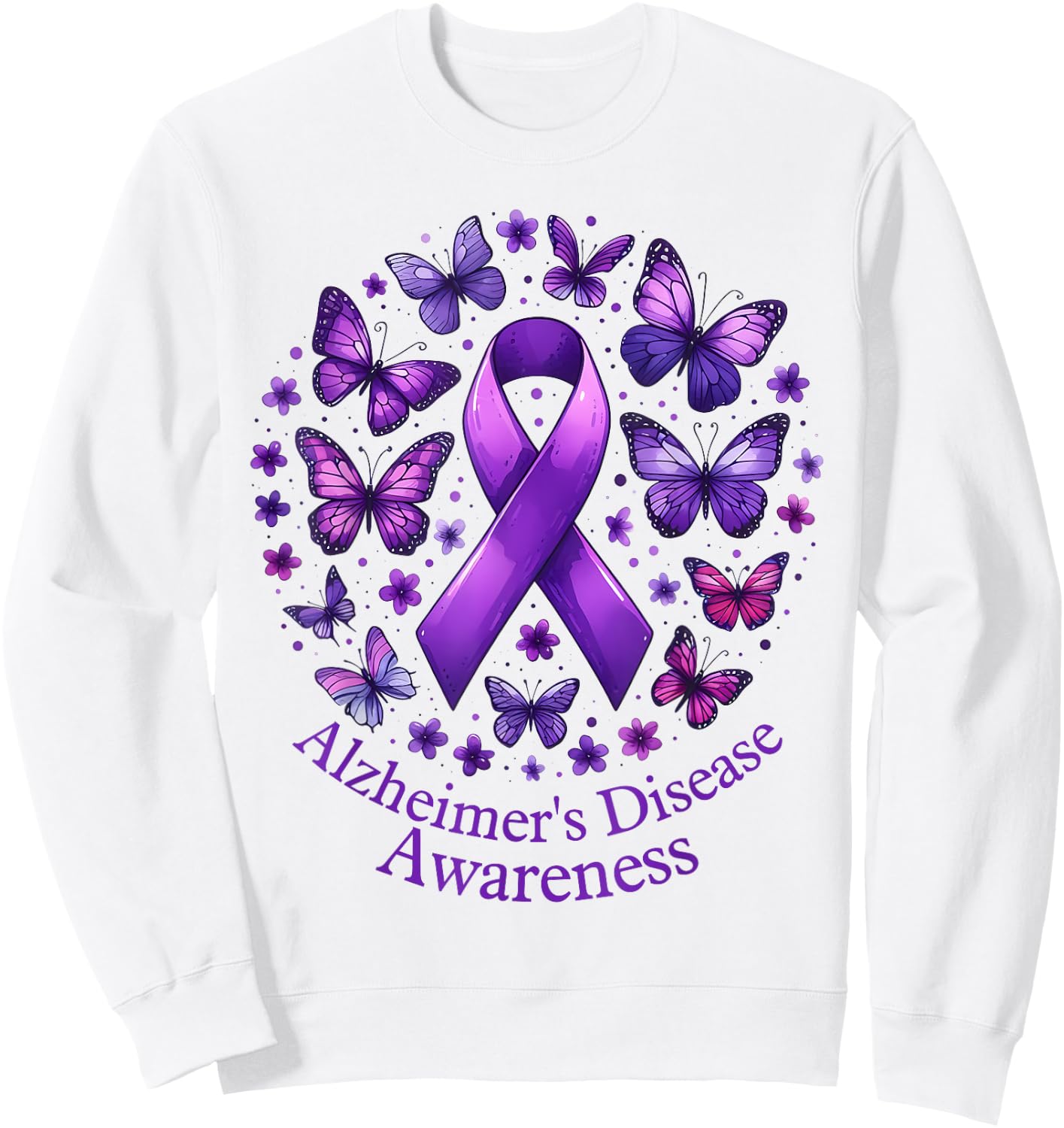Wear Purple Alzheimer's Awareness Dementia Sweatshirt - Sweatshirt | White